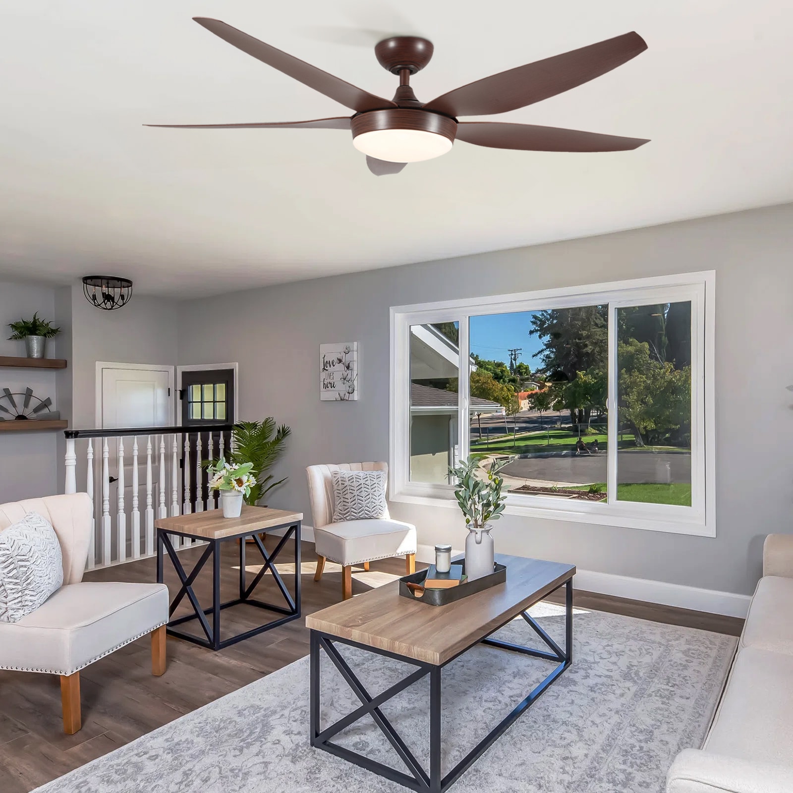 Tatayosi 56 Inch Brown 5 Blade Ceiling Fan with ABS Blades and Light in ...