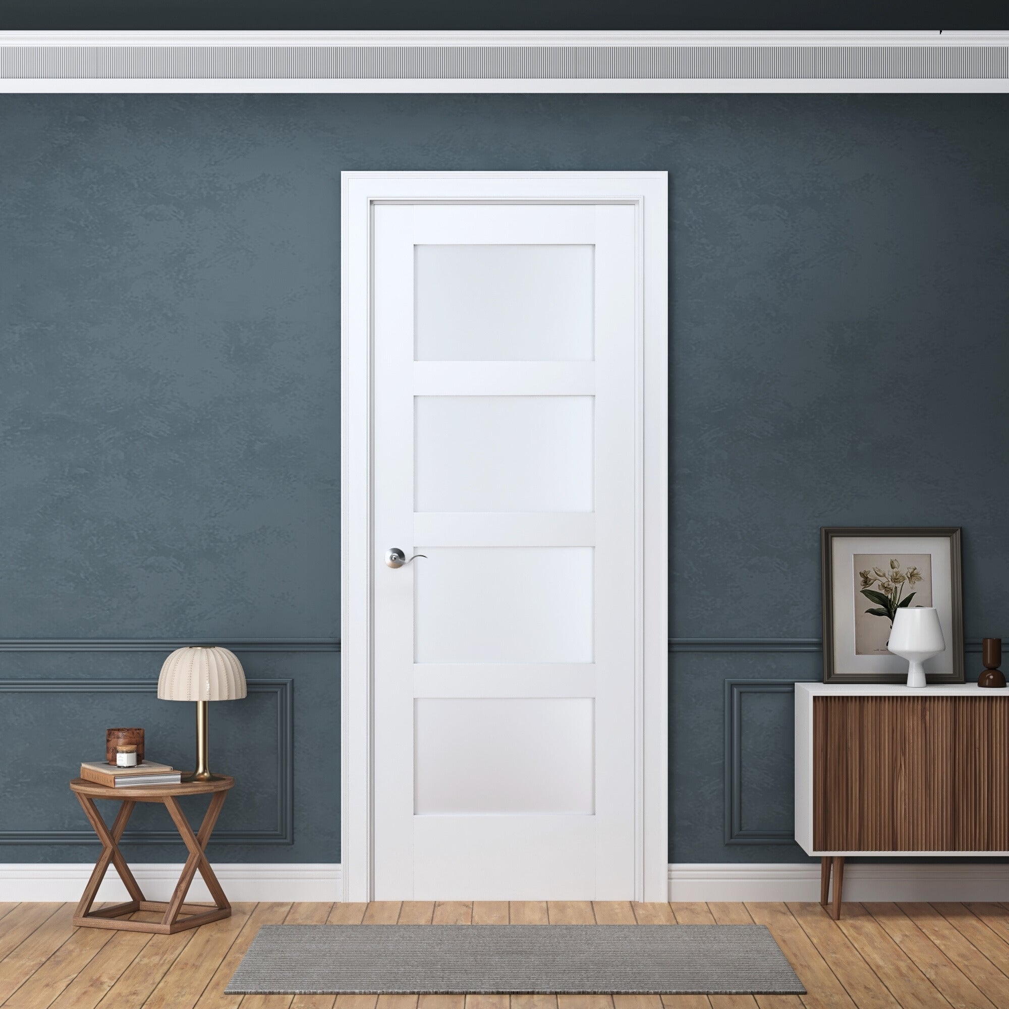 Door Harbor 24-in x 80-in Truly Prehung Interior Door 4-Lite Frosted ...