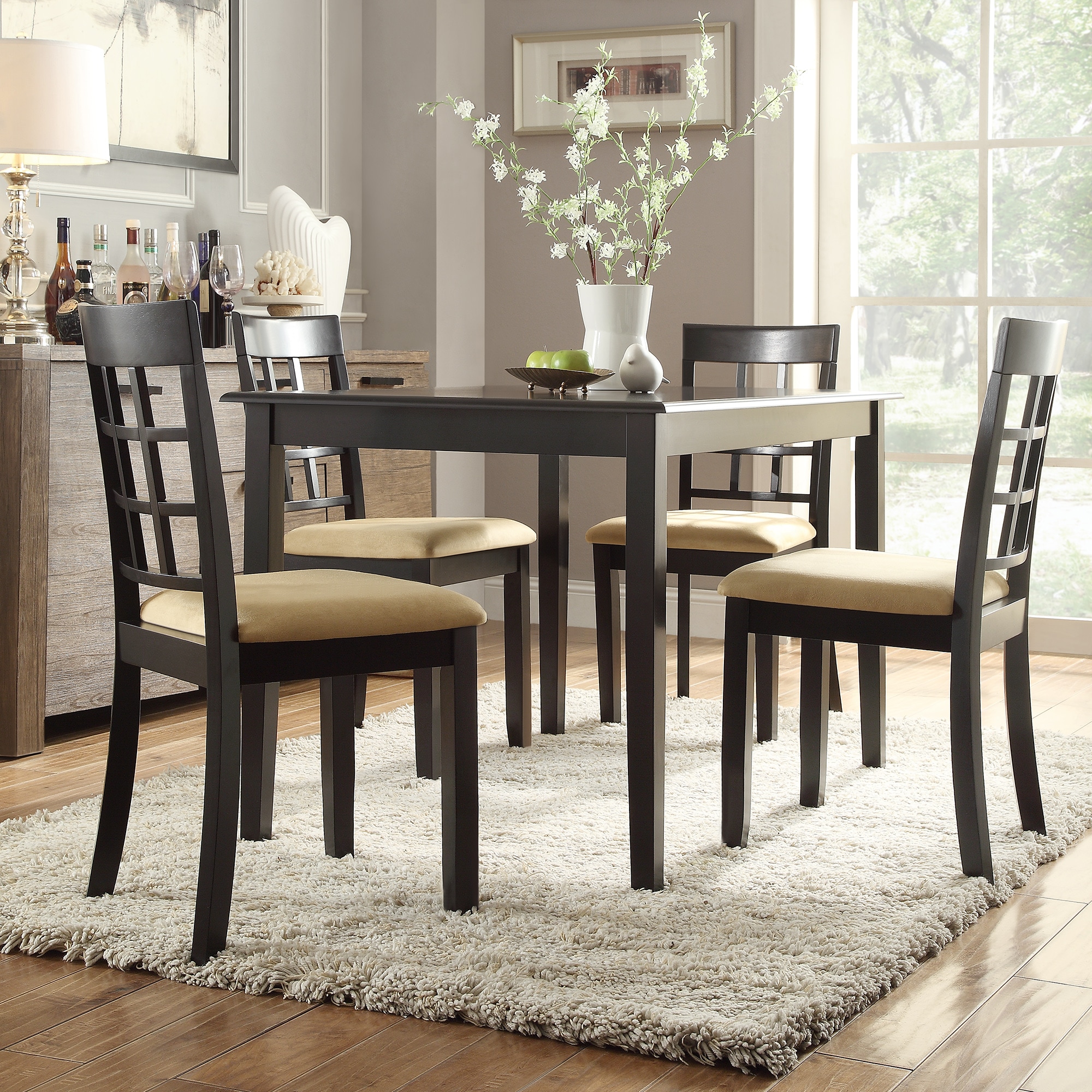 Home Sonata Home Decor Black Contemporary/Modern Dining Room Set with ...