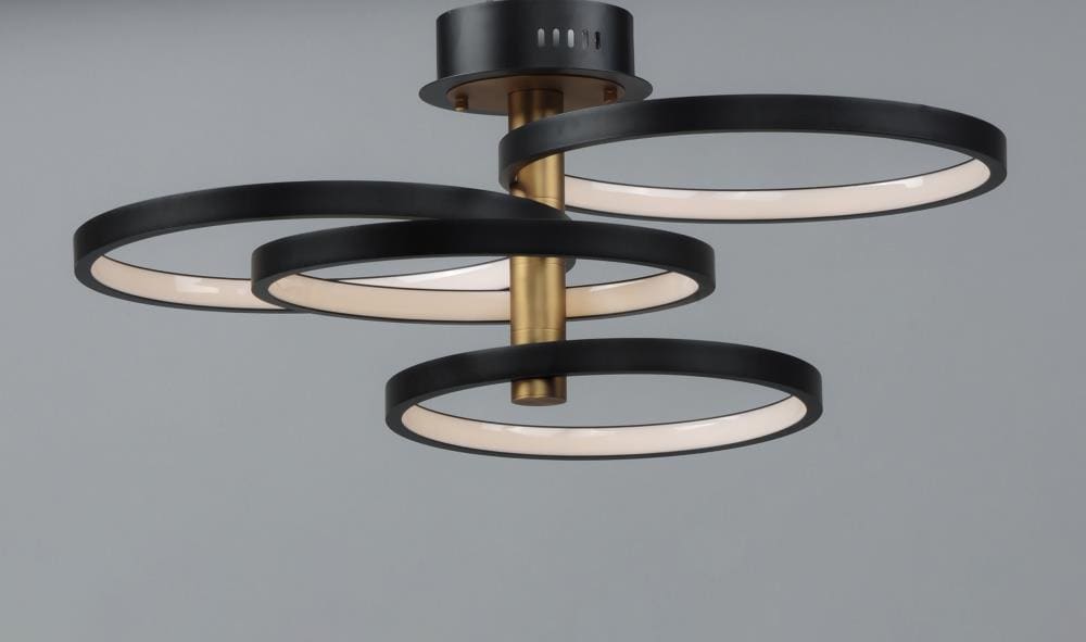 Hoopla 33.5" Black and Gold LED Pendant Light