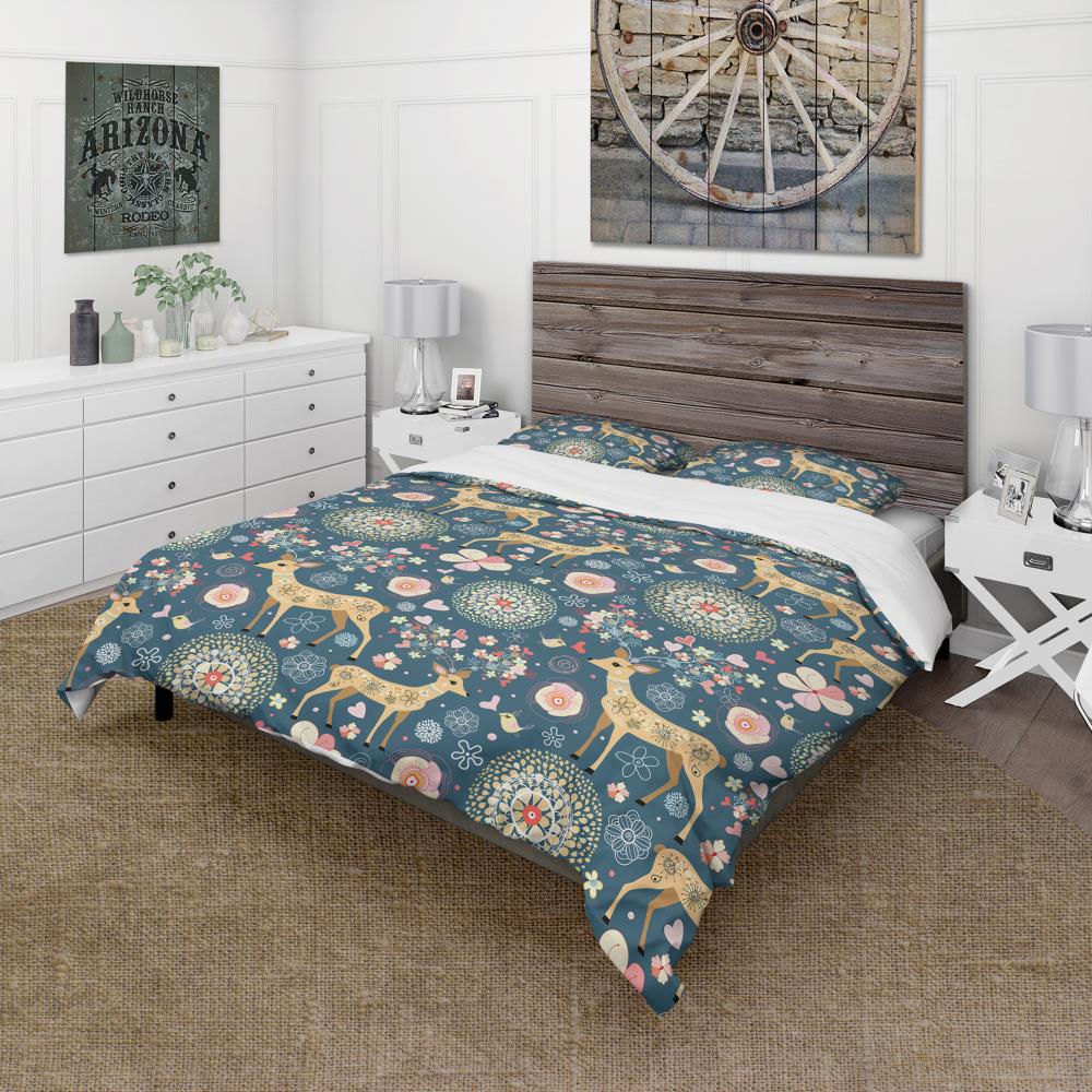 Designart BED19193-T 3 -Piece Blue Twin Duvet cover Set
