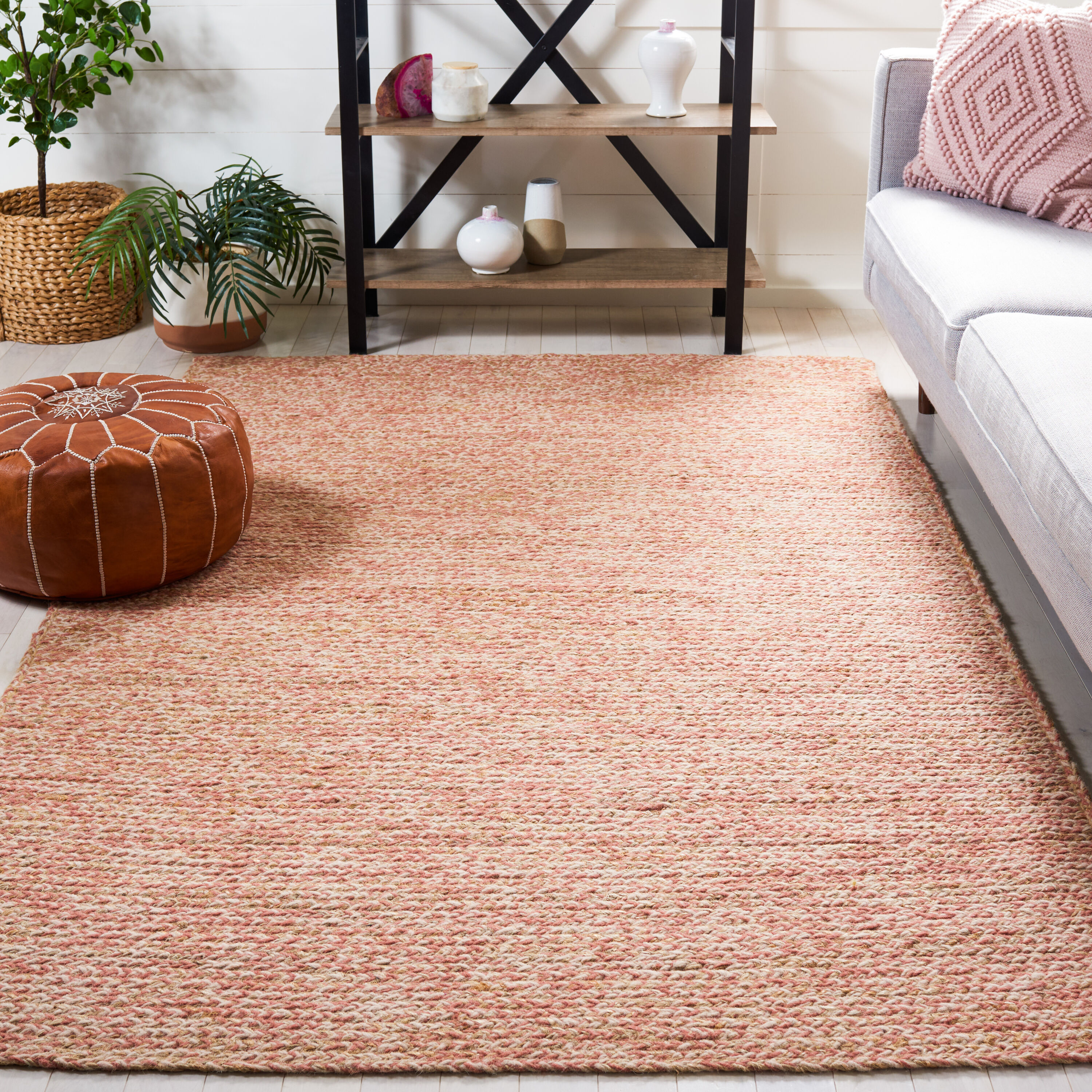  Natural Fiber 950 Pink/Natural Solid / Tonal 5ft x 8ft Medium Rectangle Rug