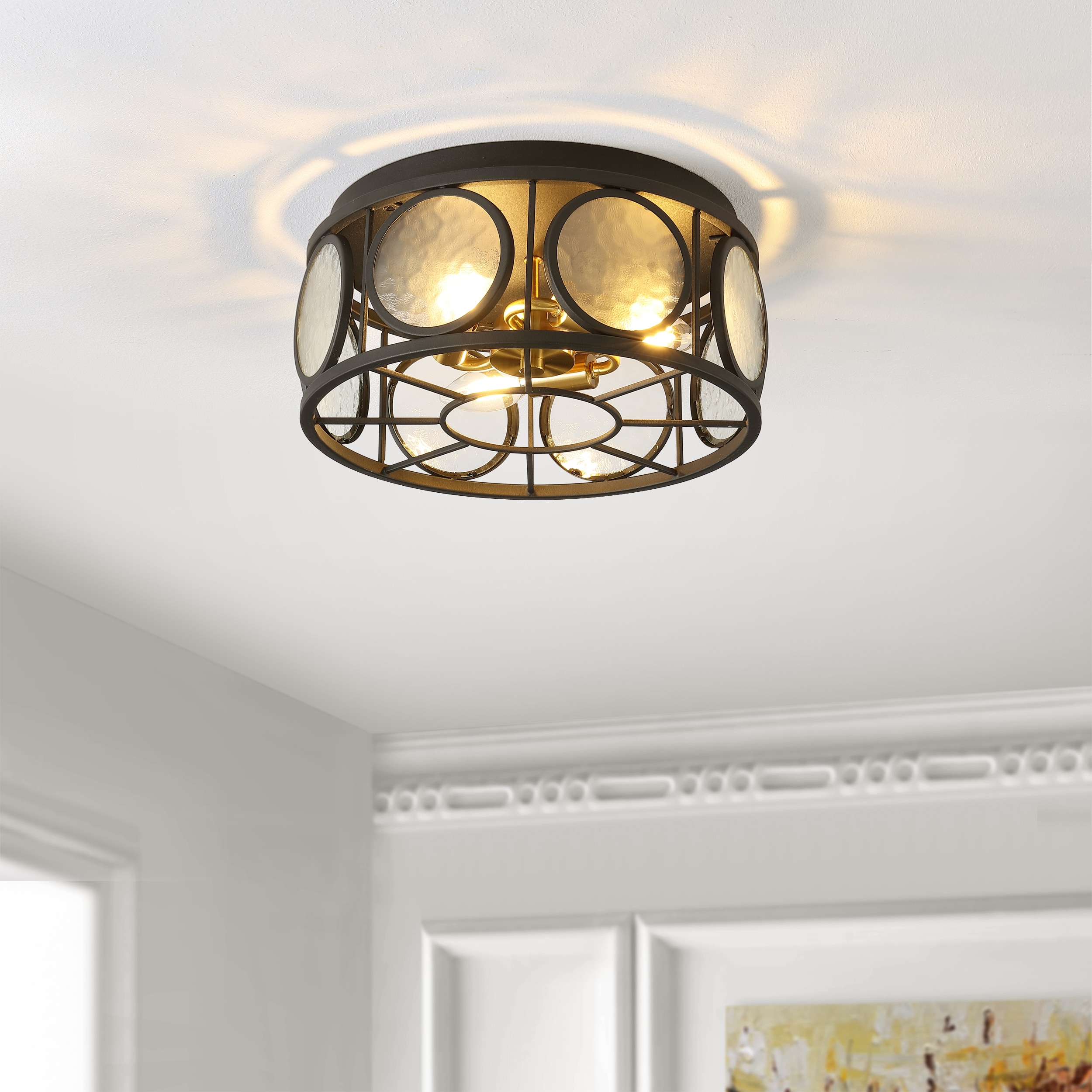 Victorian Inspired 13" Black Glass LED Flush Mount Light