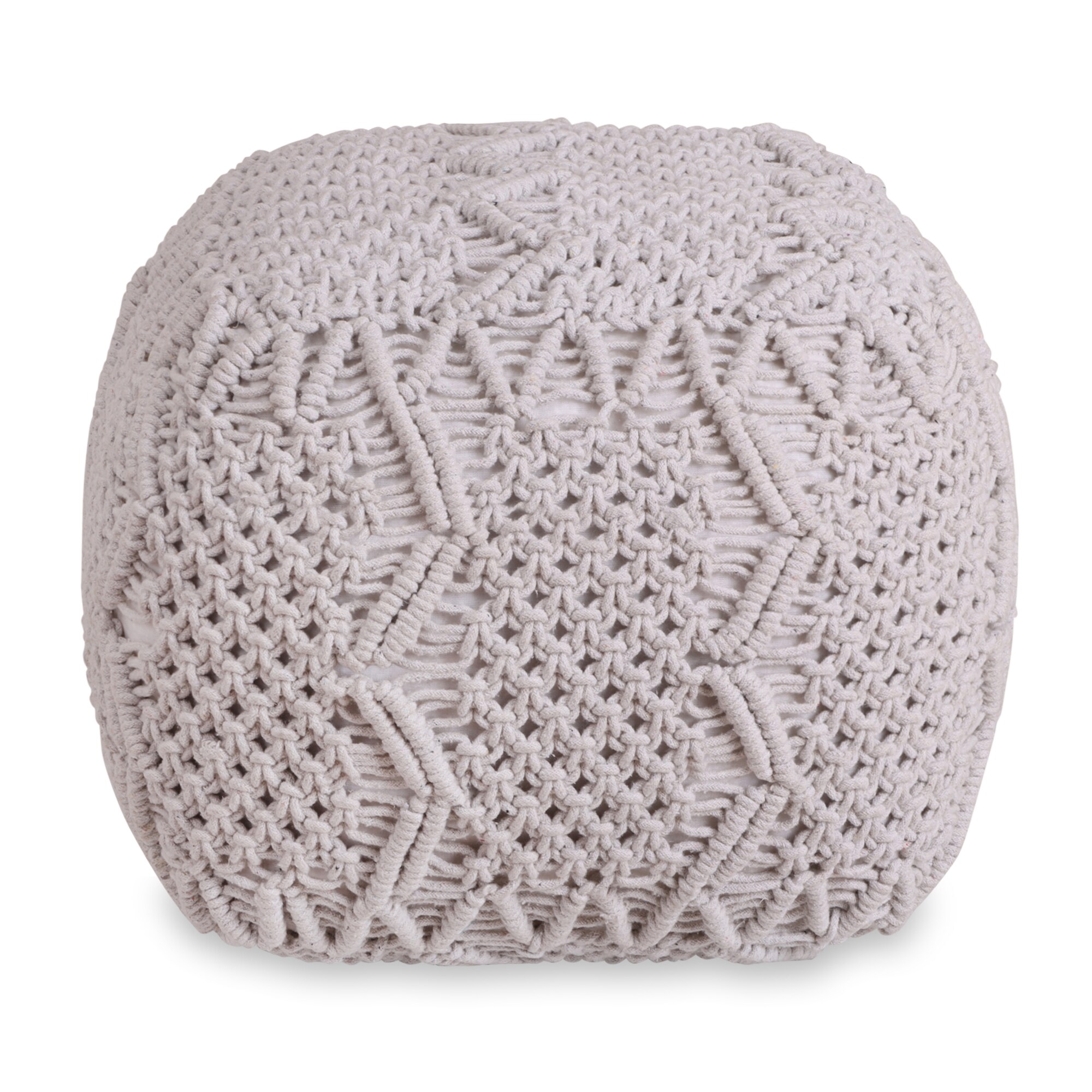 Stuffed Pouf Ottoman with PP Cotton, Faux Fur Poufs, Pouf Stool