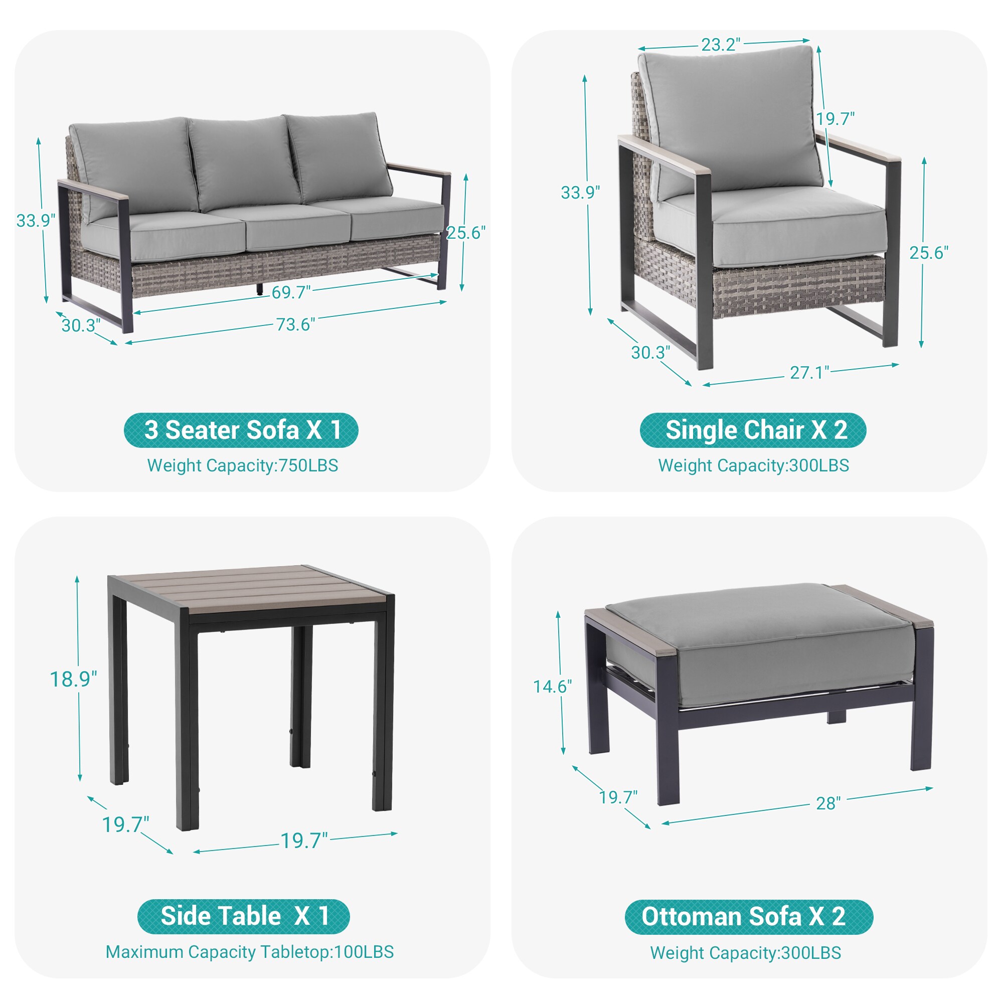 ACEGOSES LW-148HGY-T7 Patio-Conversation-Sets - View #3