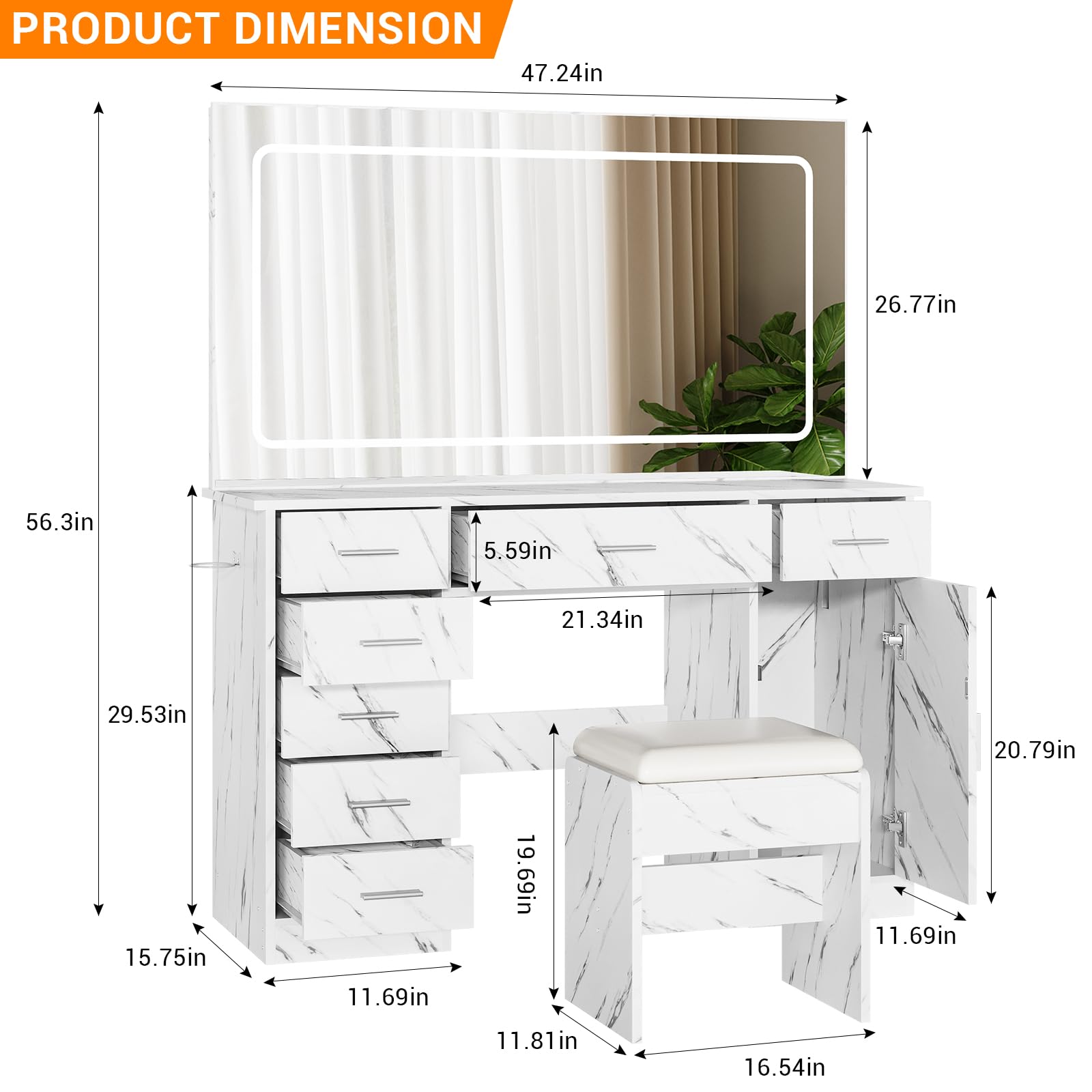 Garvee HHZ-PHO-16PNMT13 Bedroom-Vanities - View #4