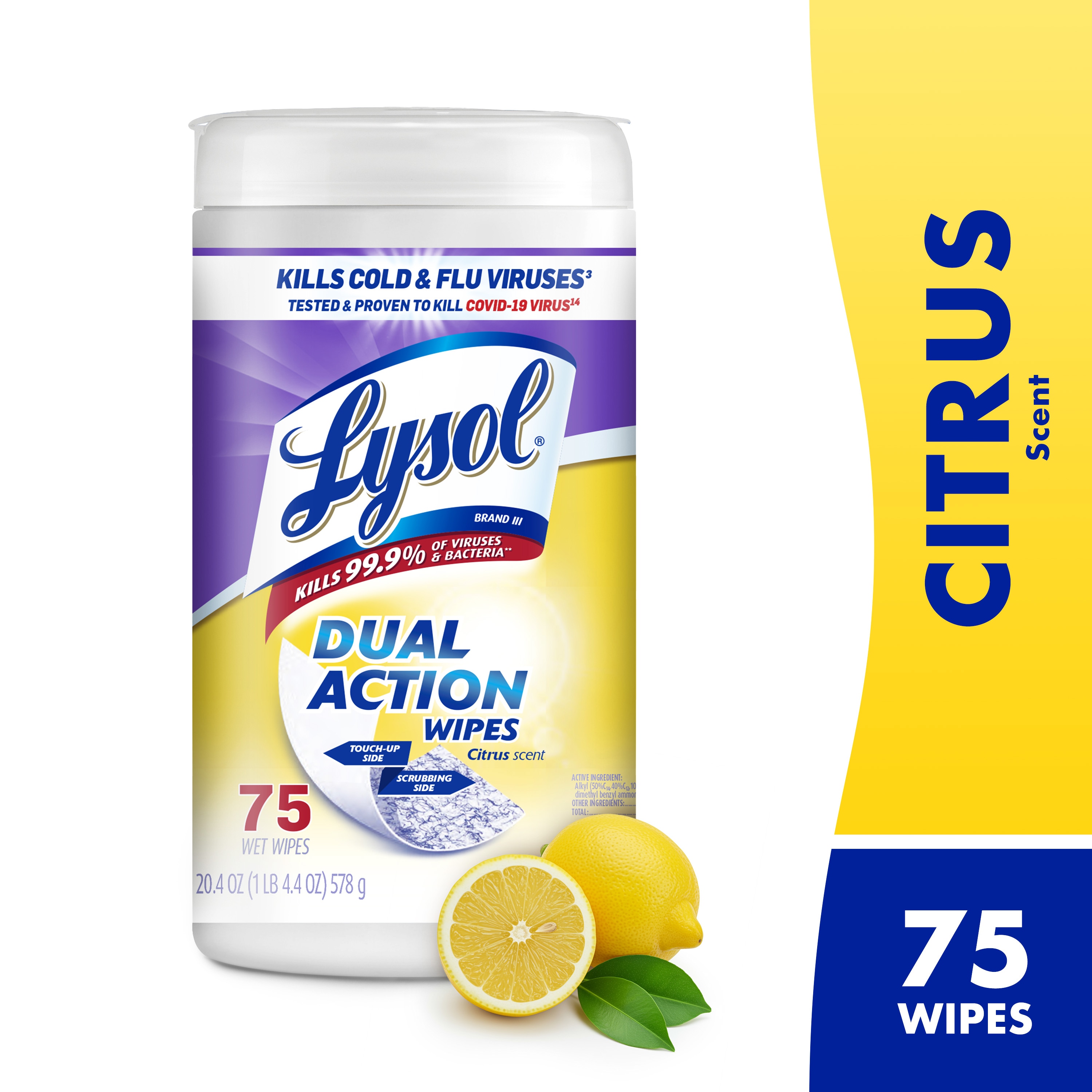 LYSOL 75 -Count Citrus Disinfectant Wipes All-Purpose Cleaner