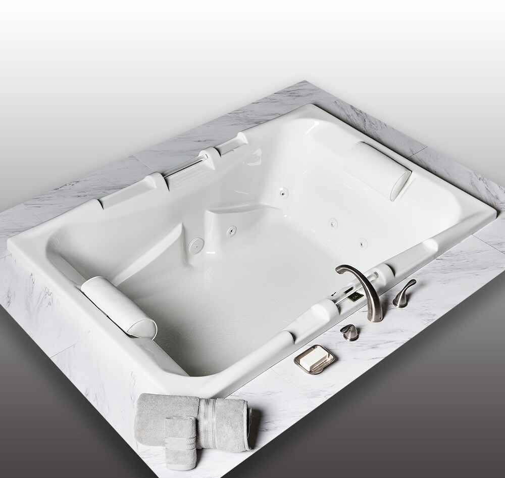 Laurel Mountain Warren ll 36-in x 72-in White Acrylic Oval Drop-In Air Bath  (Front Center Drain) in the Bathtubs department at