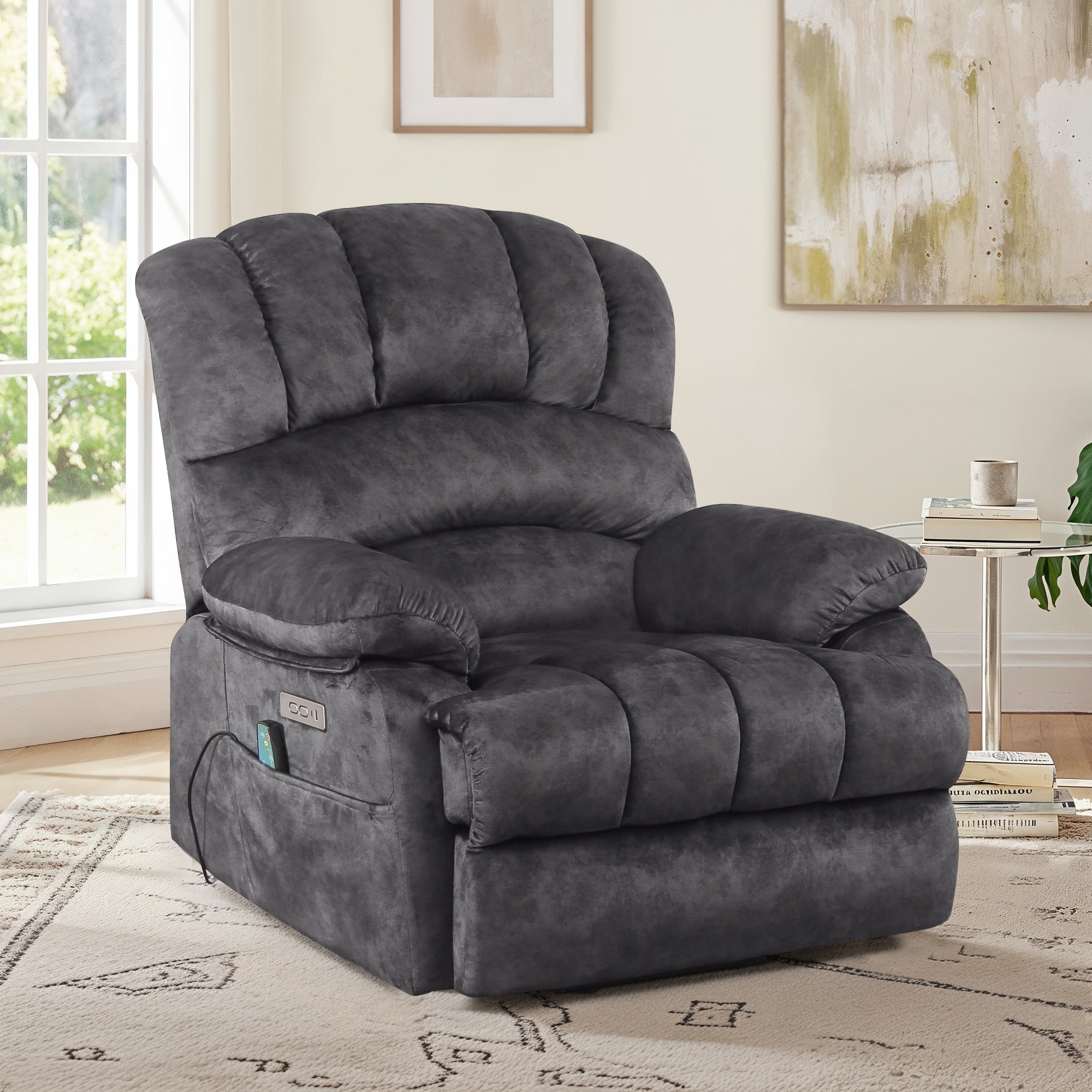 LUE BONA SN-011-01LS Dark Gray Polyester Upholstered Powered Reclining Massage chair