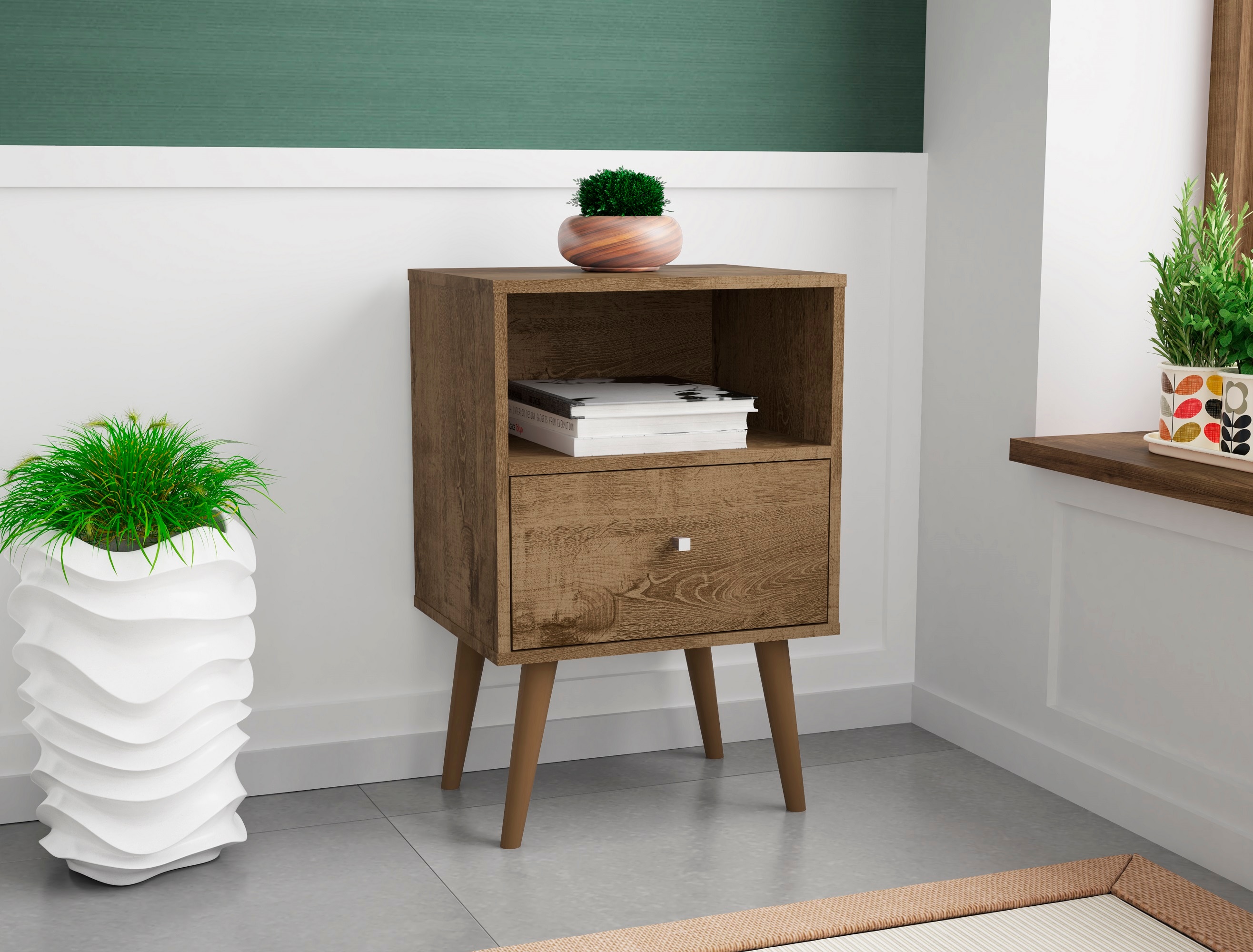 Manhattan Comfort 203AMC9 Liberty Rustic Brown Nightstand