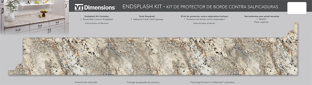 VT Dimensions 016958169996319FXRD 7.5-in W x 28-in H x 0.75-in D Cafe Azul Double Radius Edge Laminate Kitchen countertop end splash