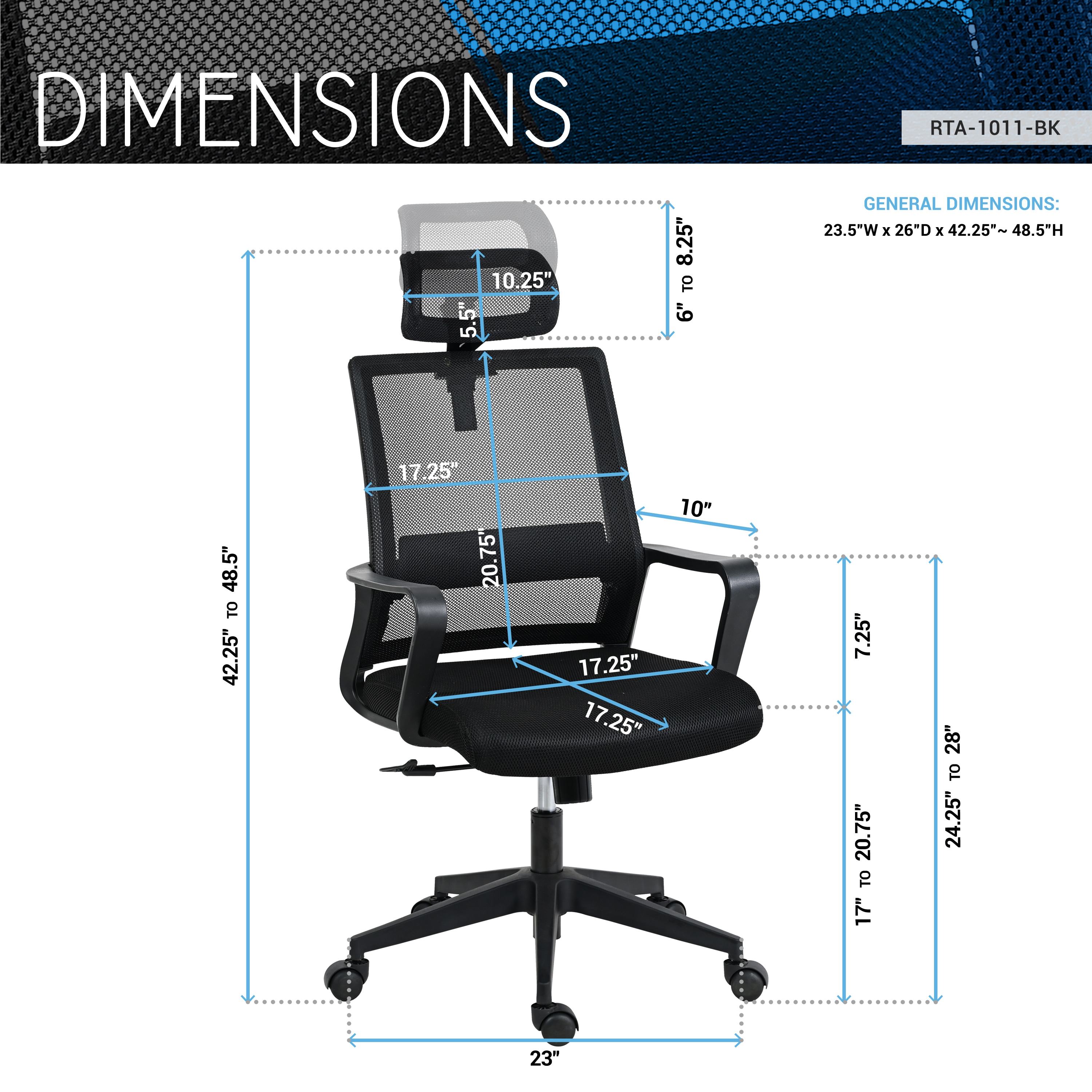 Techni Mobili RTA-1011-BK Office-Chairs - View #5