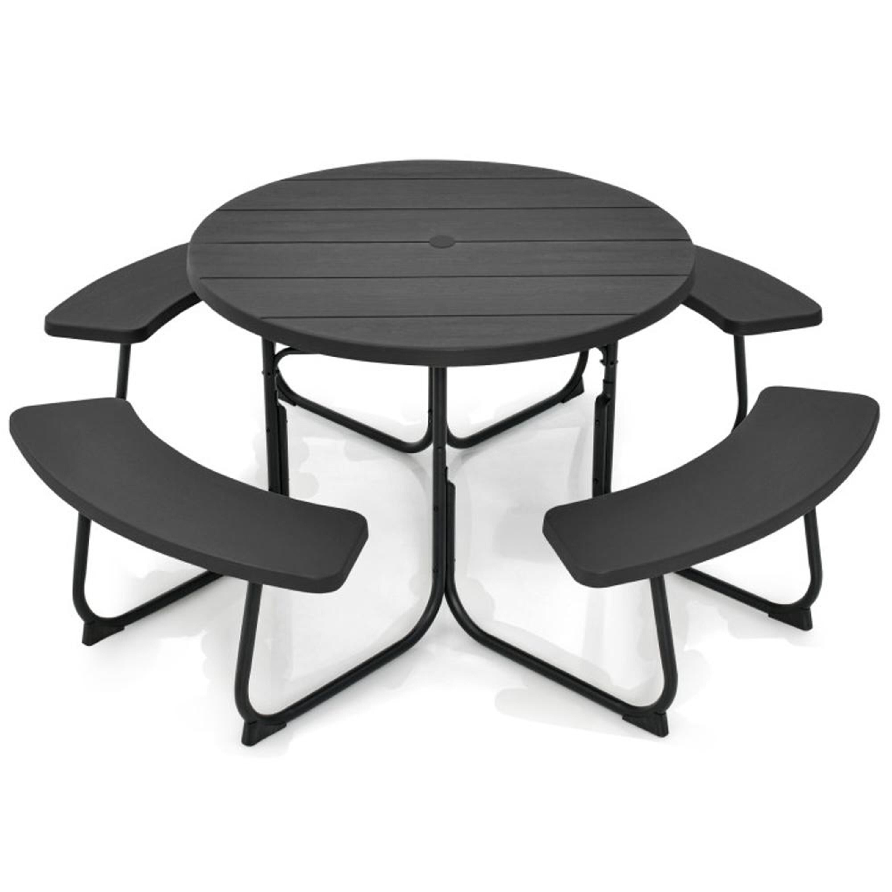 BABOOM BOM-005AAD-OR 43-in Black Resin Round Picnic Table