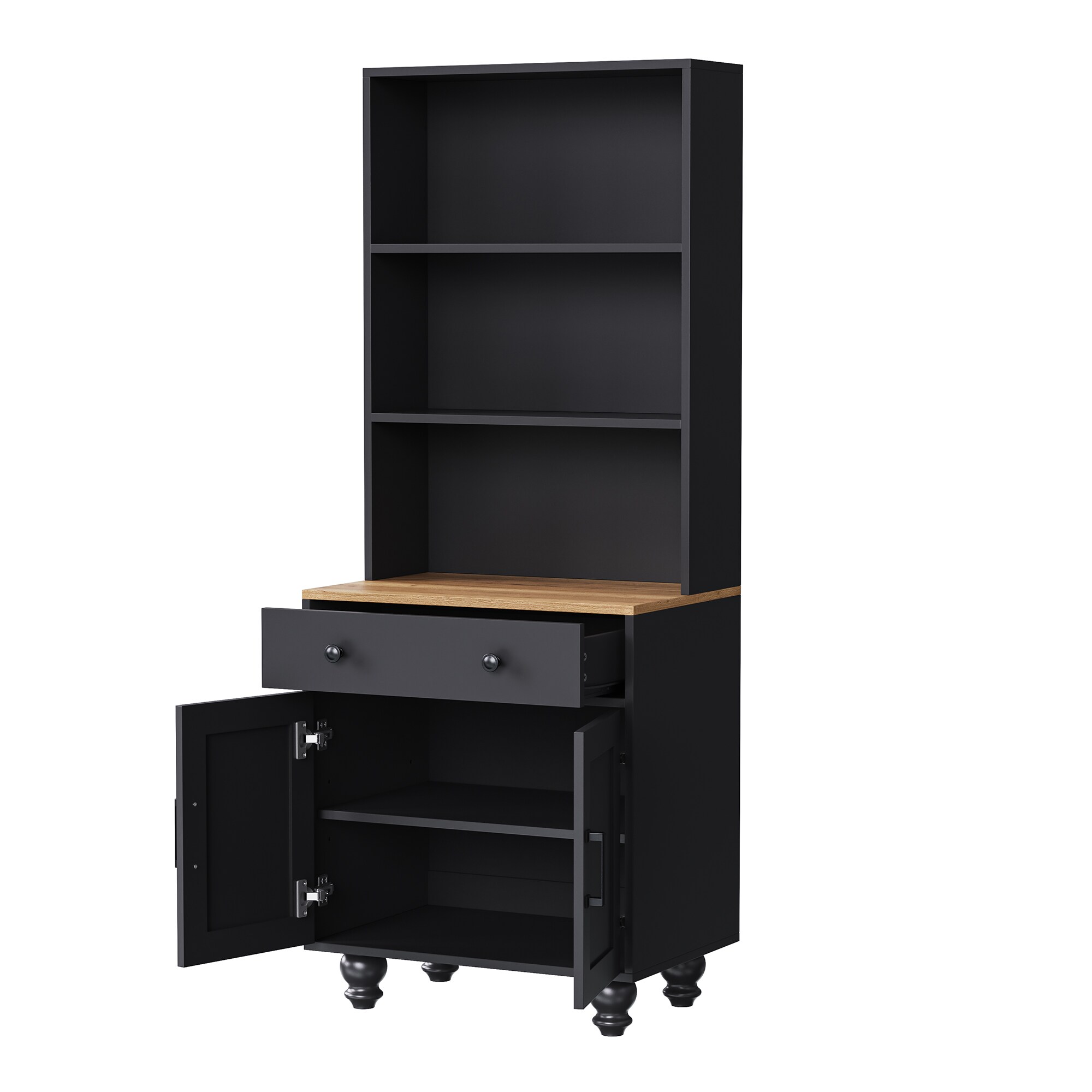 Nestfair Hall Tree Modern 79.1-in Black Wood Hall Tree in the Hall ...