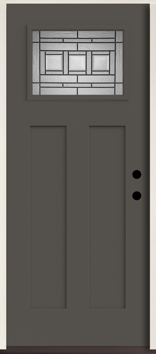 RELIABILT LO963664 Craftsman 36-in x 80-in x 4-5/8-in Fiberglass Craftsman Left-hand inswing Thunder Gray Paint Painted Prehung Front Door Insulating core