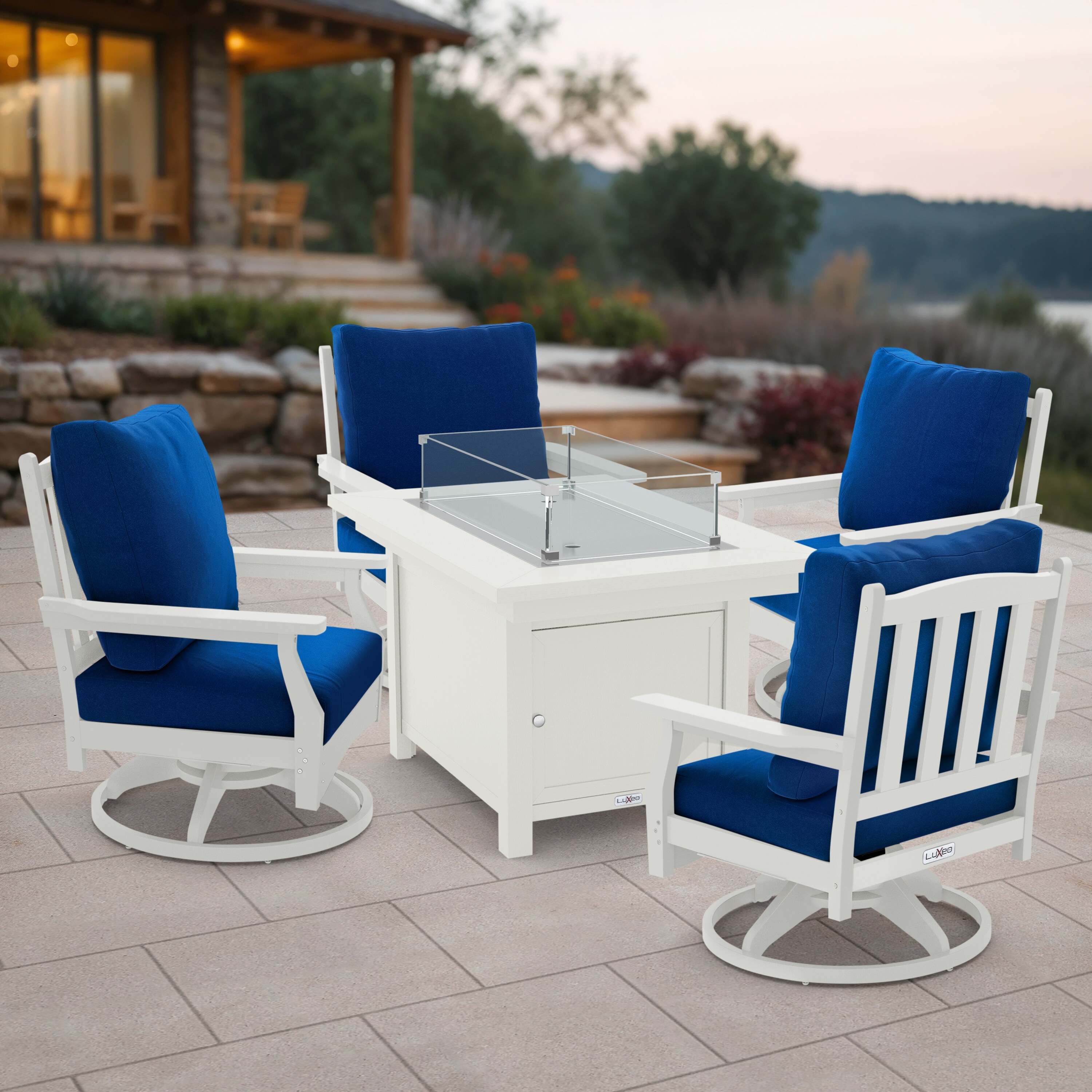 LuXeo 45-WHT-1553WHT5 Patio-Conversation-Sets - View #12