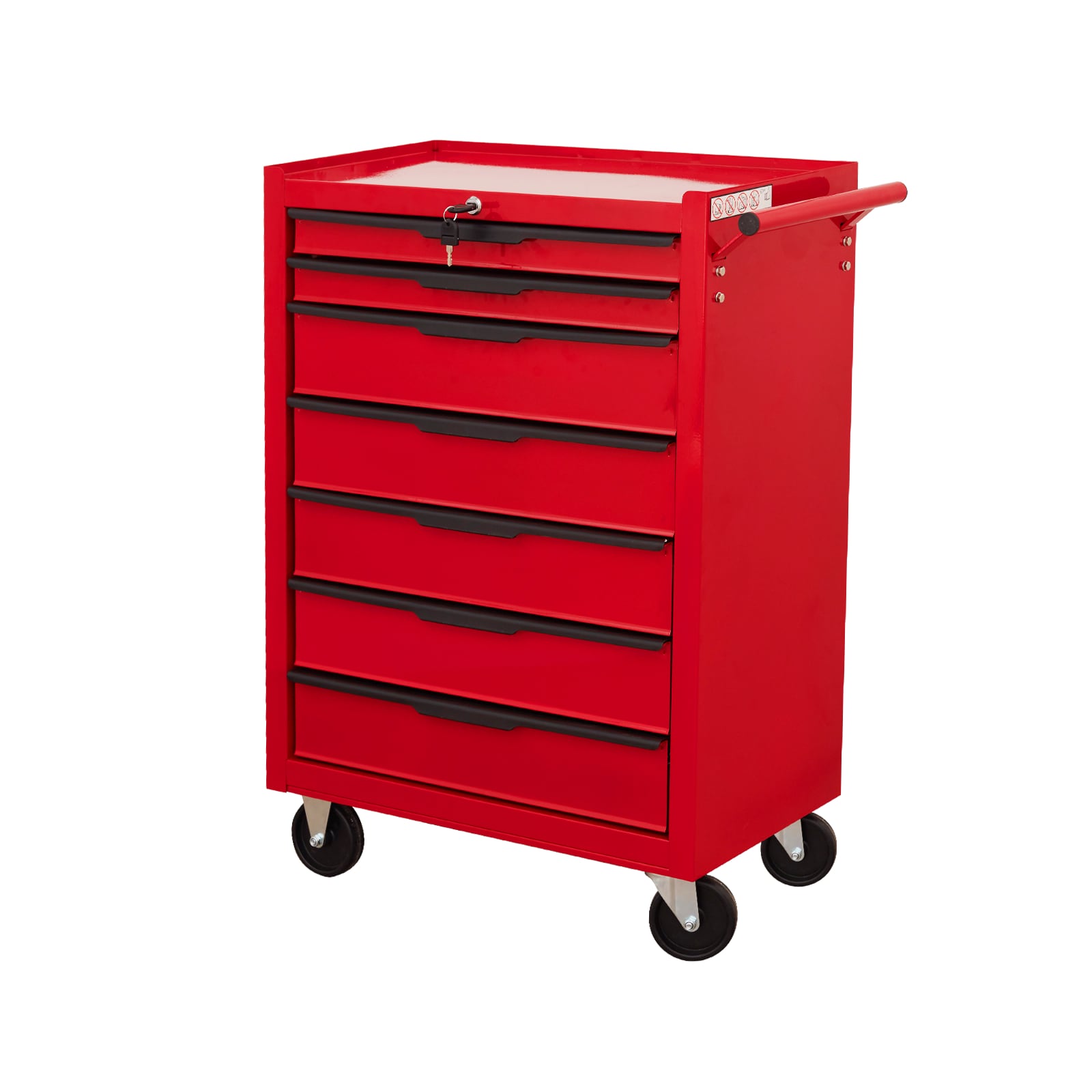 LOVMOR SF-M-W3037P241998 7 Drawer Rolling Tool Chest Cabinet Large Capacity Metal Tool Box with Wheels and Cylinder Locking Roll Around Storage Organizer Tool Cart Red