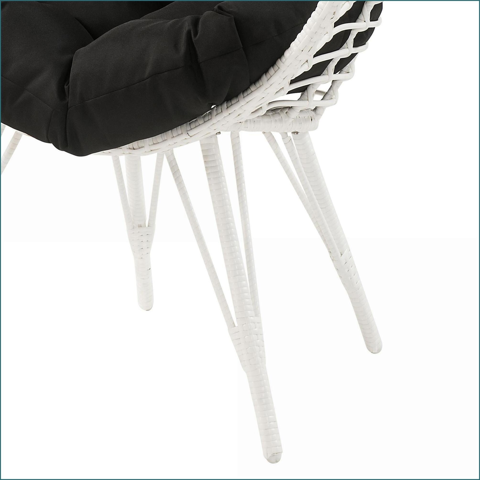 Watnature Outdoor Lounge Chair Modern Snow White Wicker Steel Legs