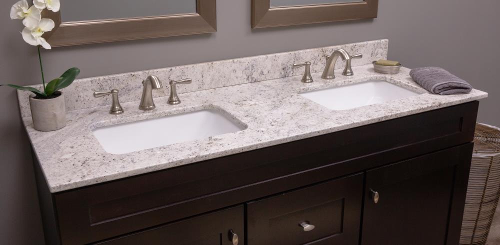 US Marble Natural Granite 61-in Salinas White Granite Bathroom Vanity ...
