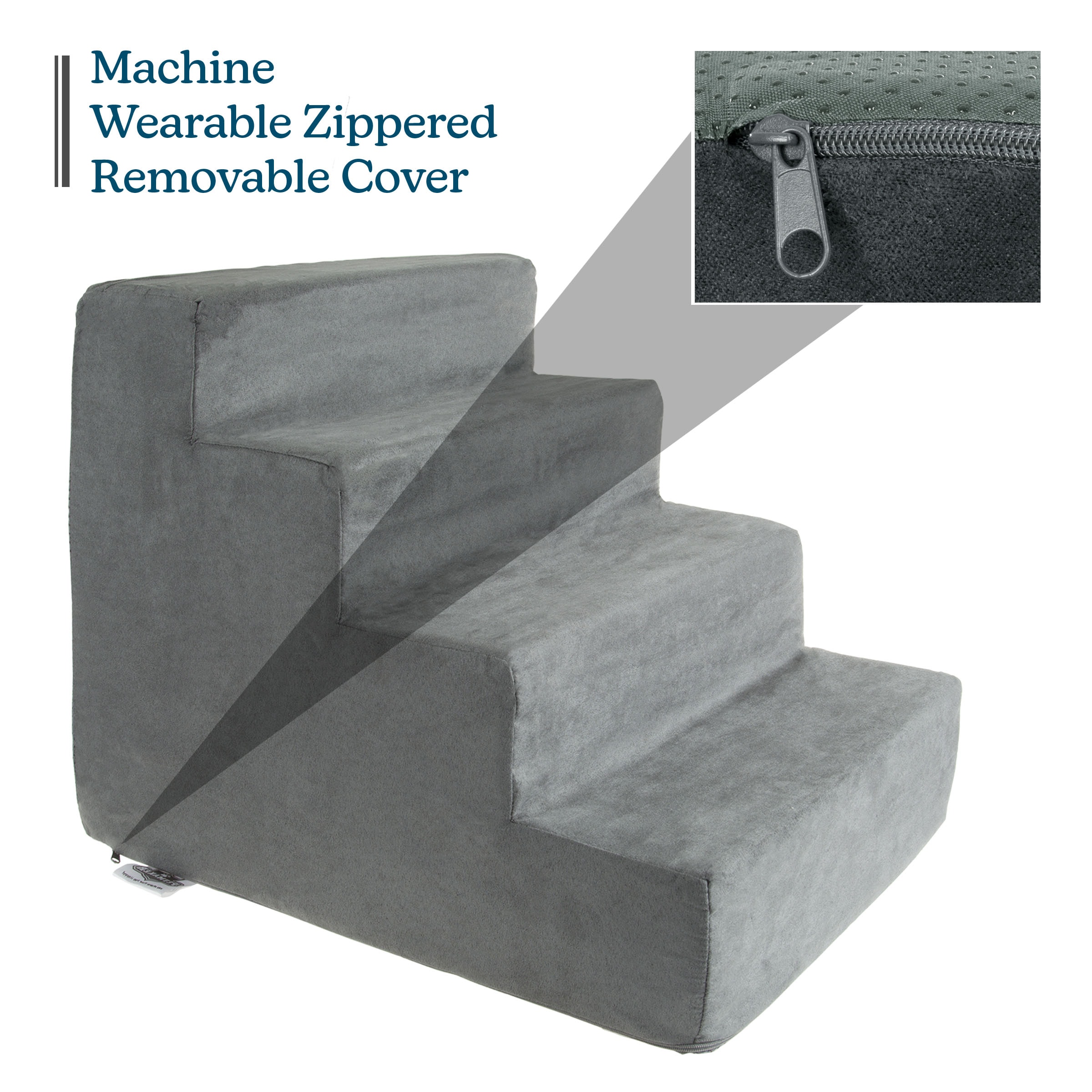 Gray High-Density Foam 4-Step Pet Stairs