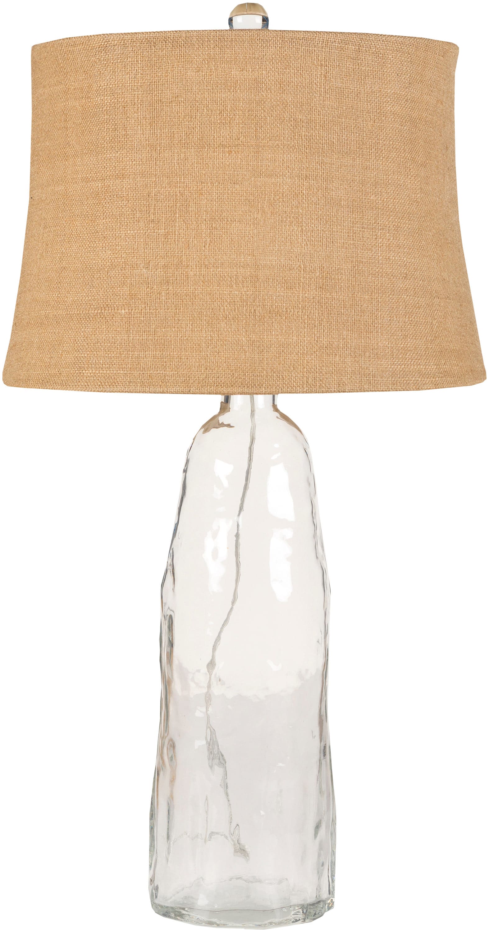 Livabliss LMP-1011 Canton 30-in Clear 3-way Table Lamp with Burlap Shade