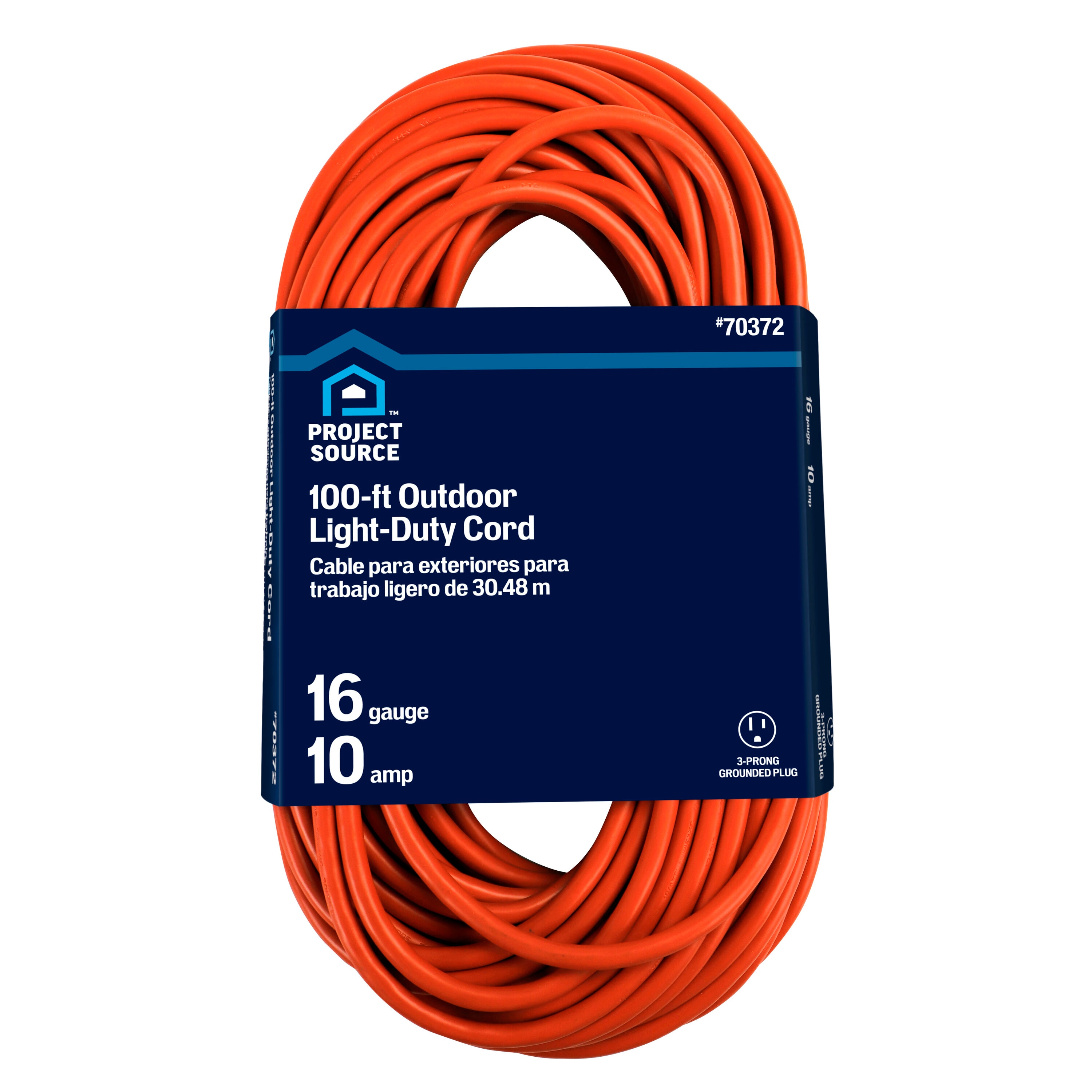 Project Source Outdoor 100-ft 16/3-Prong Outdoor Sjtw Light Duty General Extension  Cord in the Extension Cords department at
