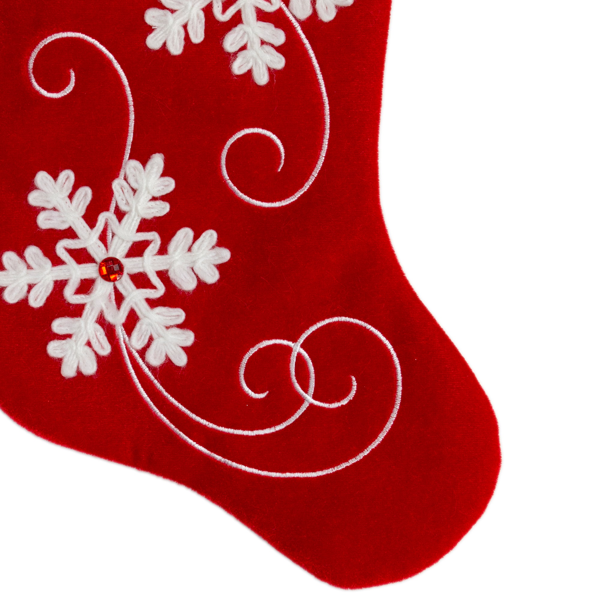 Red snowflake Christmas stocking