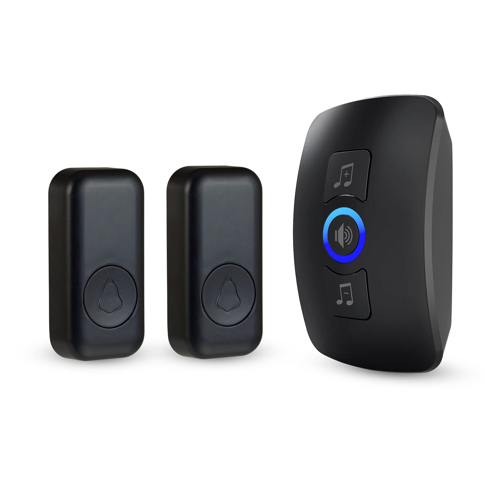 Justincity  Wireless Doorbell Waterproof Door Chime Kit 2 Buttons 60 Melodies 5 Volume Levels LED Flash 1000 Feet Range Easy Install for Home