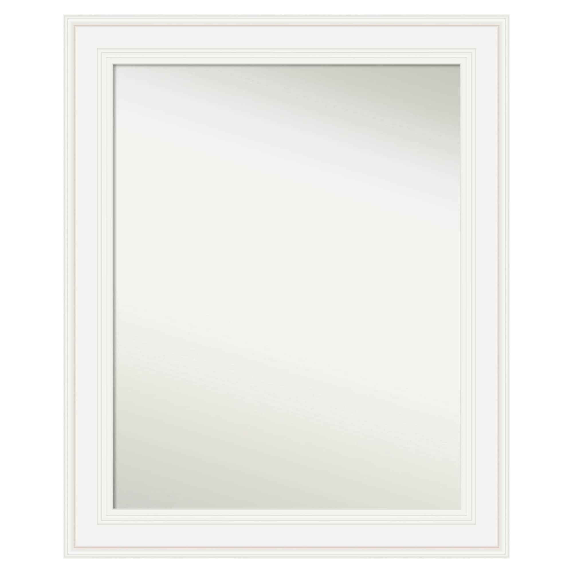 Amanti Art -  Non-Beveled Mirror Ridge White Framed Wood Bathroom Wall Mirror 33.5 x 27.5 in.