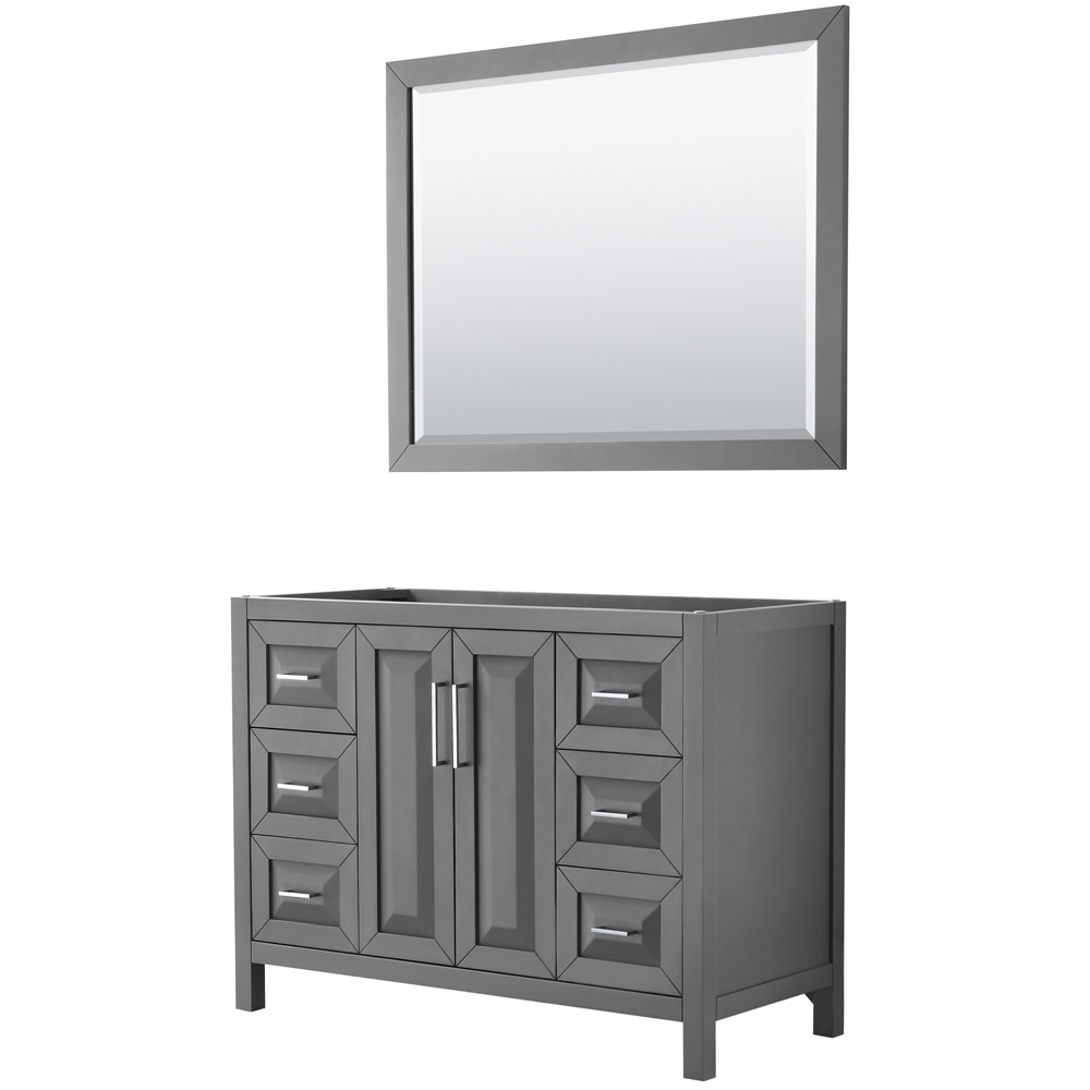 Wyndham Collection WCV252548SKGCXSXXM46 Daria 48-in Dark Gray with Polished Chrome Trim Bathroom Vanity Base Cabinet without Top (Mirror Included)