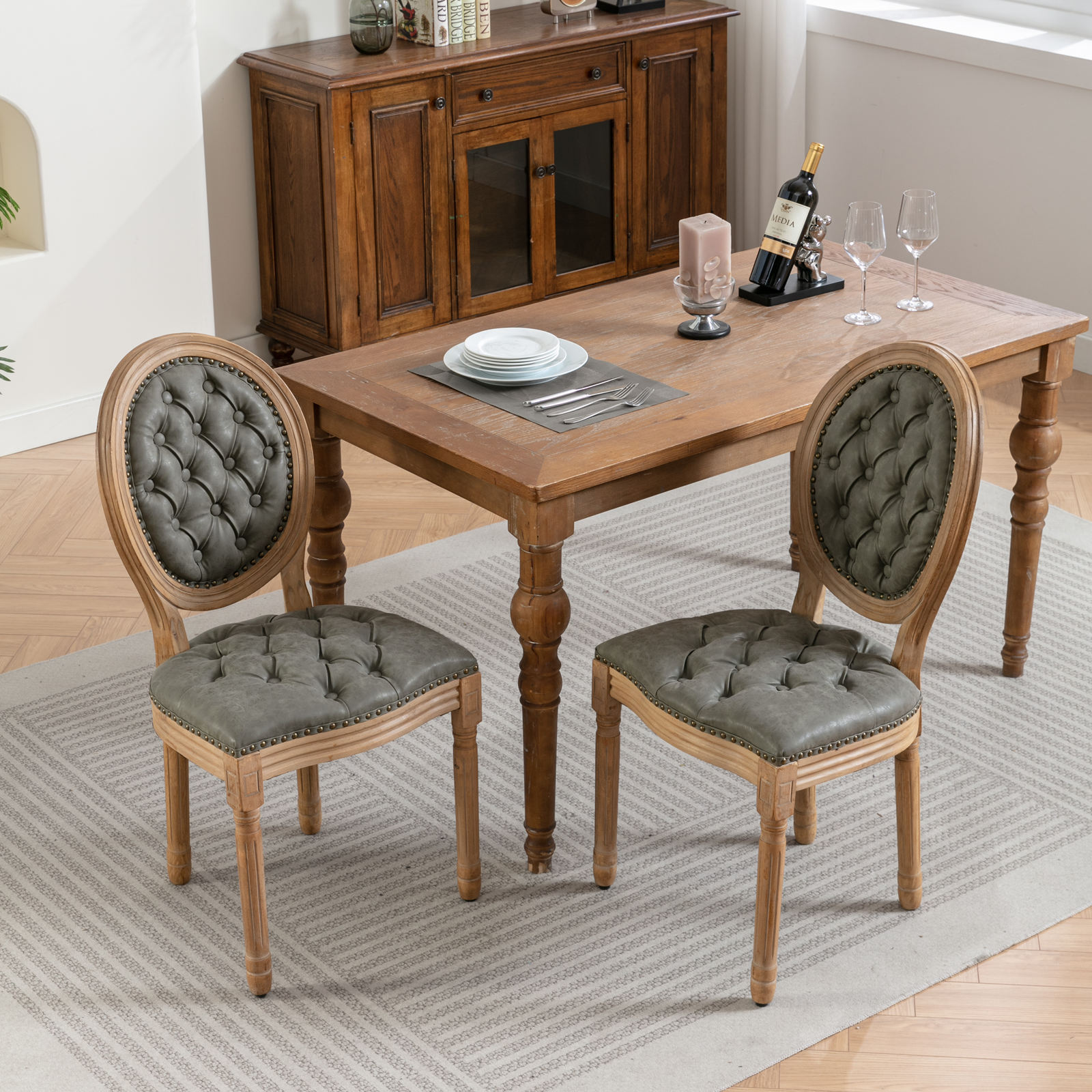 Hrinhom HC-W7004-OLIVE GREEN Dining-Chairs - View #2