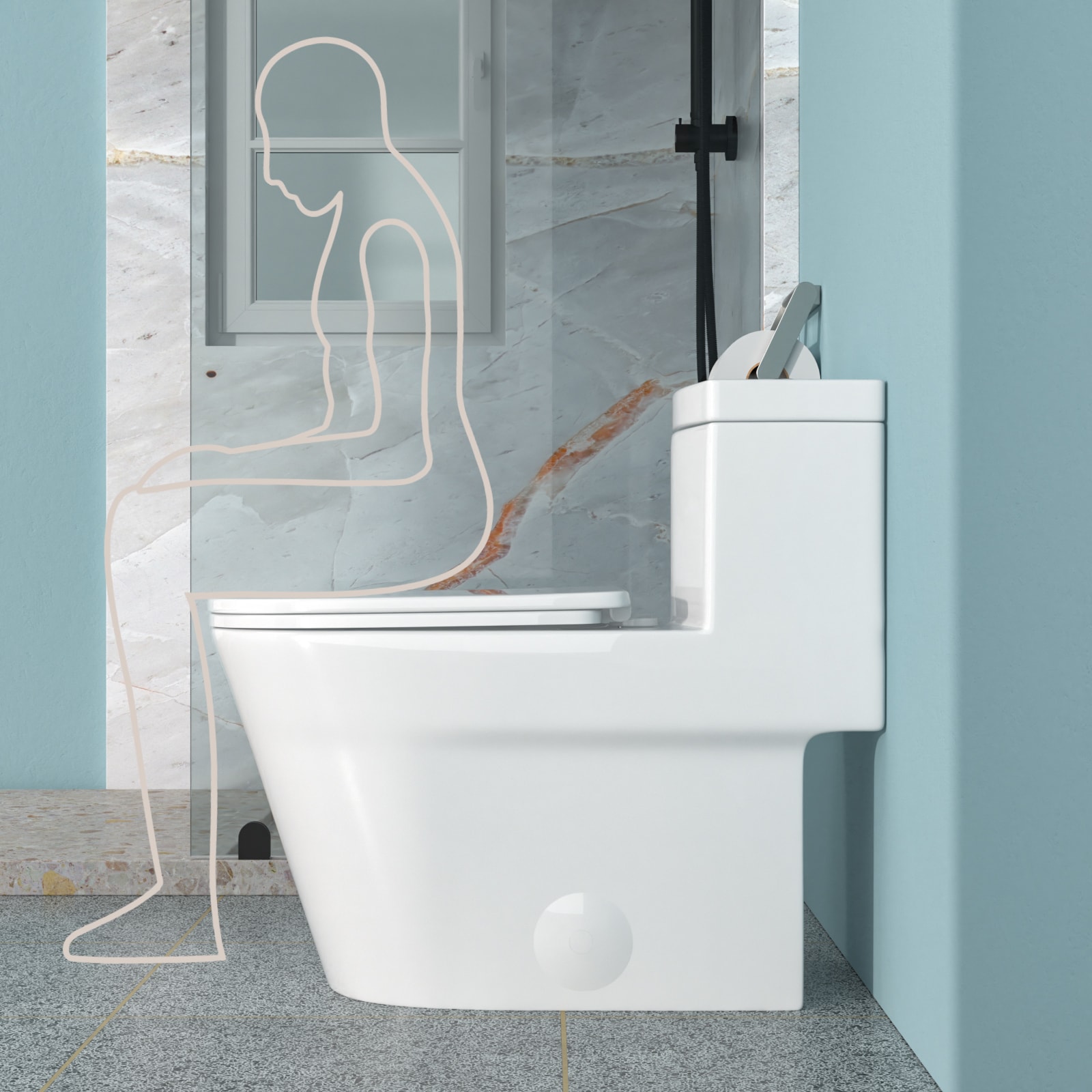 Vynxaria - White Dual Flush Elongated Standard Height 12-in Rough-In 1.4 GPF 1-piece Toilet