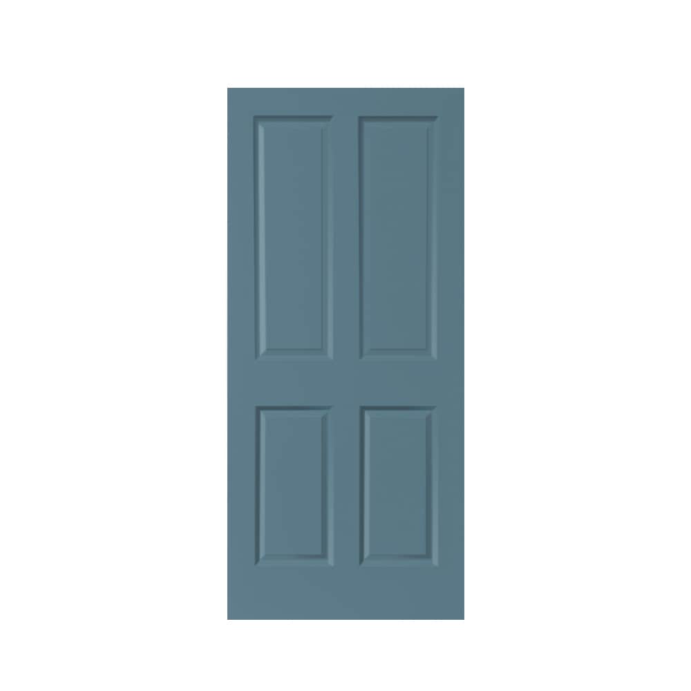 CALHOME DOOR-4PANEL-30BP 30-in x 80-in Dignity Blue Stained MDF Hollow core Single Barn Door (Hardware Not Included)