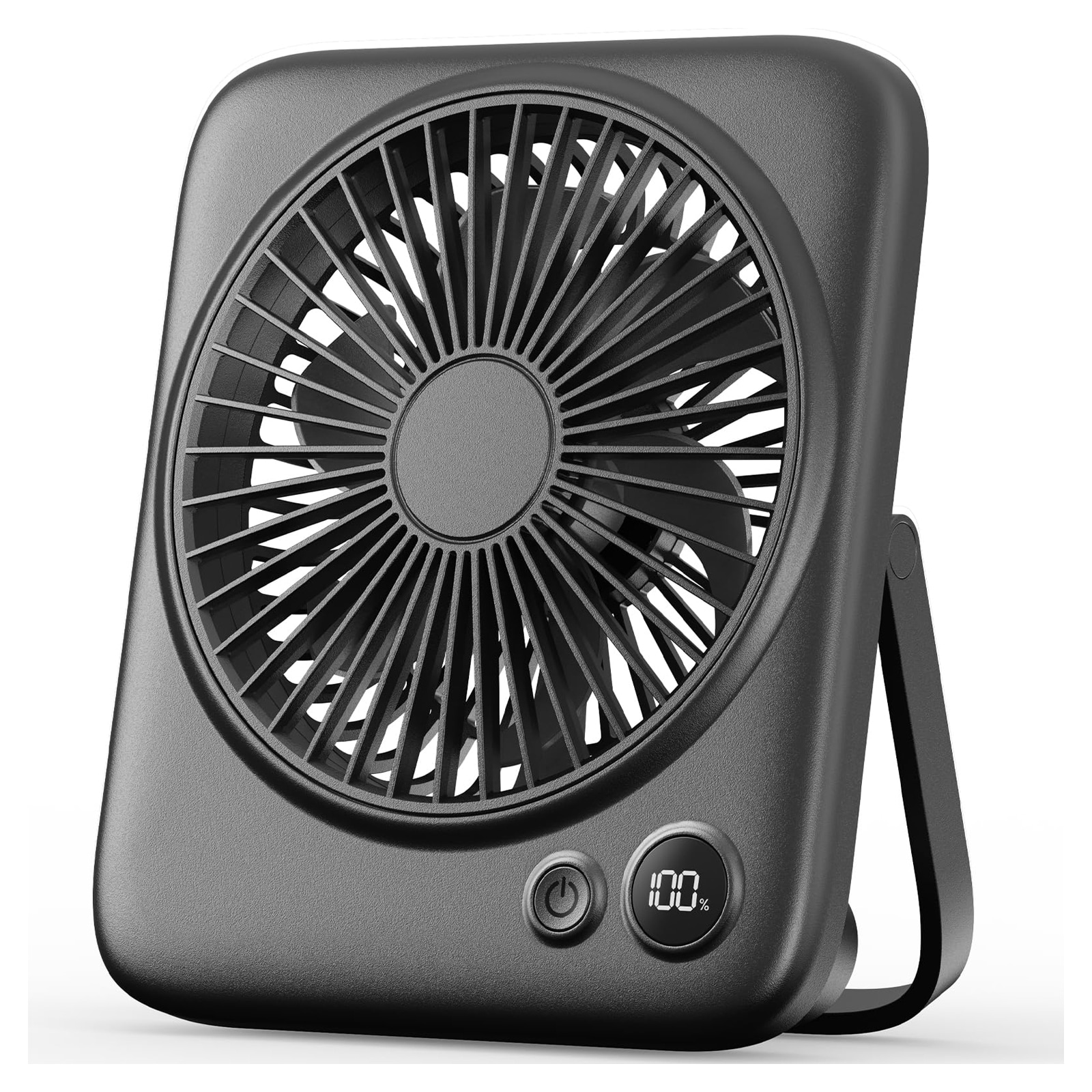 Misopily  Portable Desk Fan 6.5 Inch USB Powered Cordless Personal Fan 4 Speed Ultra Quiet Digital Display Foldable Adjustable for Office Travel Home 1 Piece