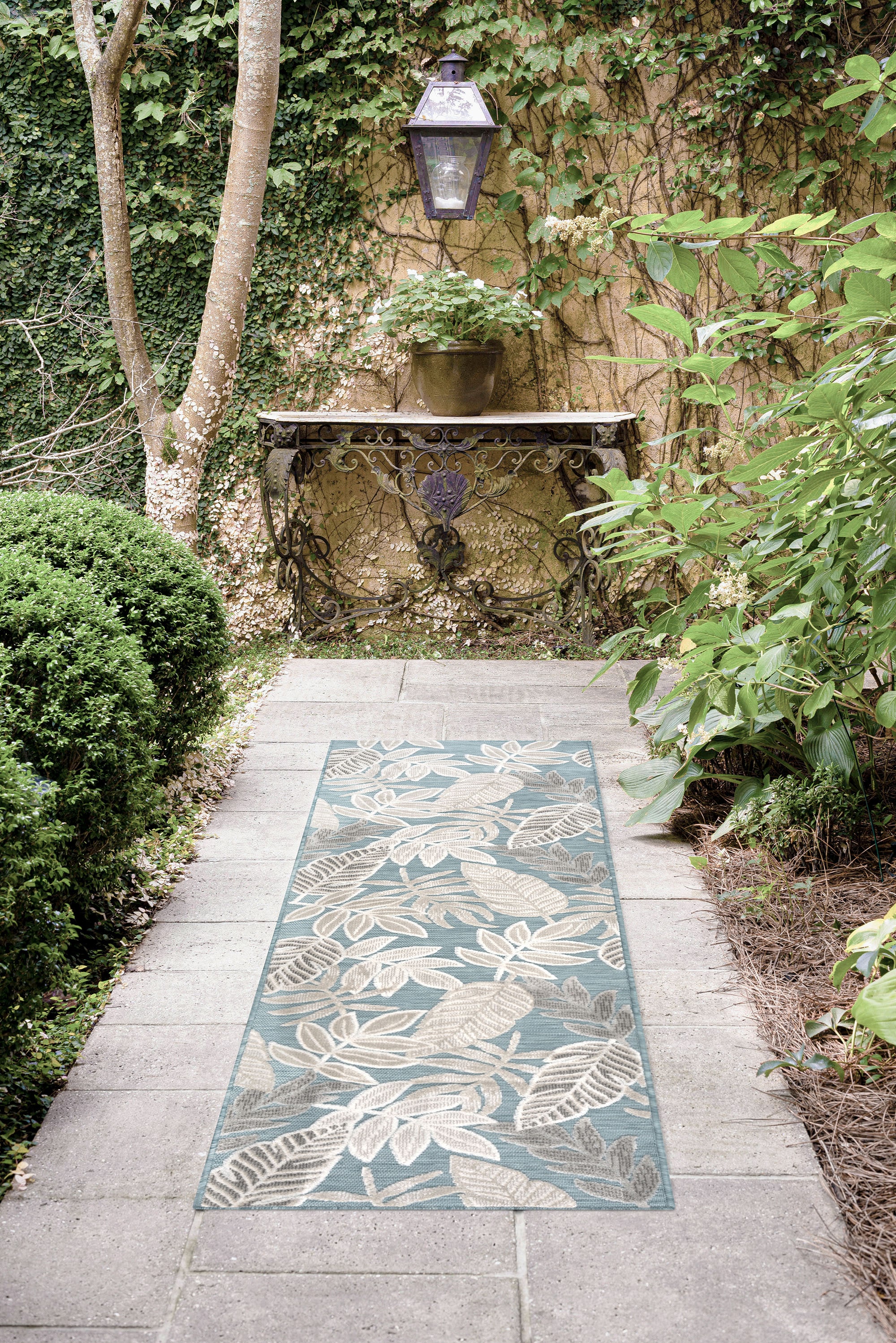 Tayse TRP1135 2X8 Tropic 2 x 8 (ft) Flatweave Polypropylene Aqua Rectangular Indoor/Outdoor Runner rug