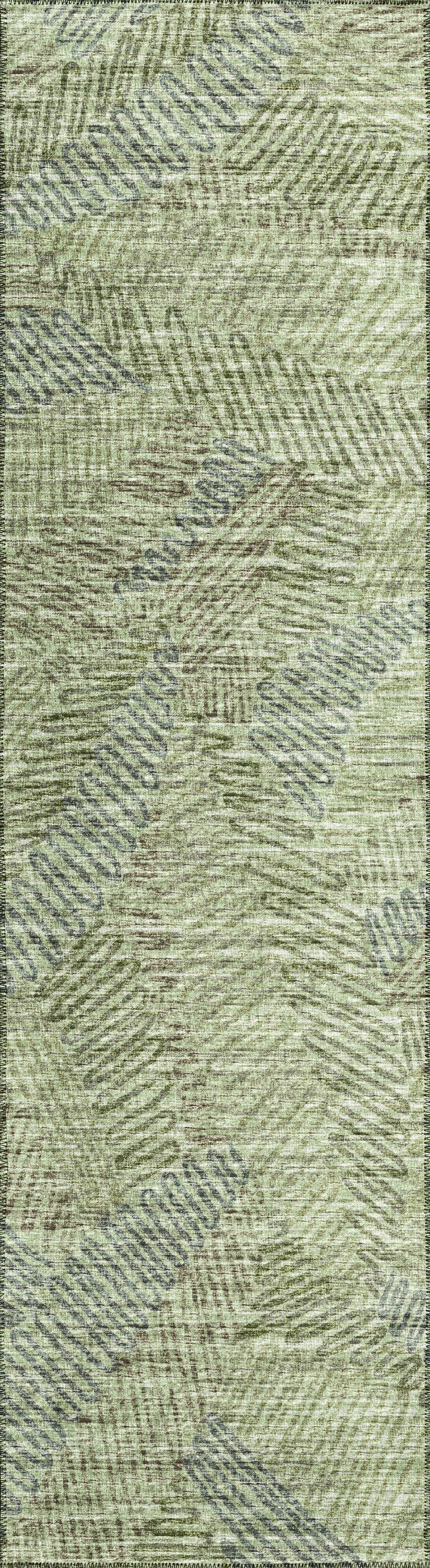 Addison Rugs AYU41GN2X8 Yuma 2 x 8 (ft) Chenille Green Rectangular Indoor/Outdoor Abstract Tropical Machine washable Runner rug