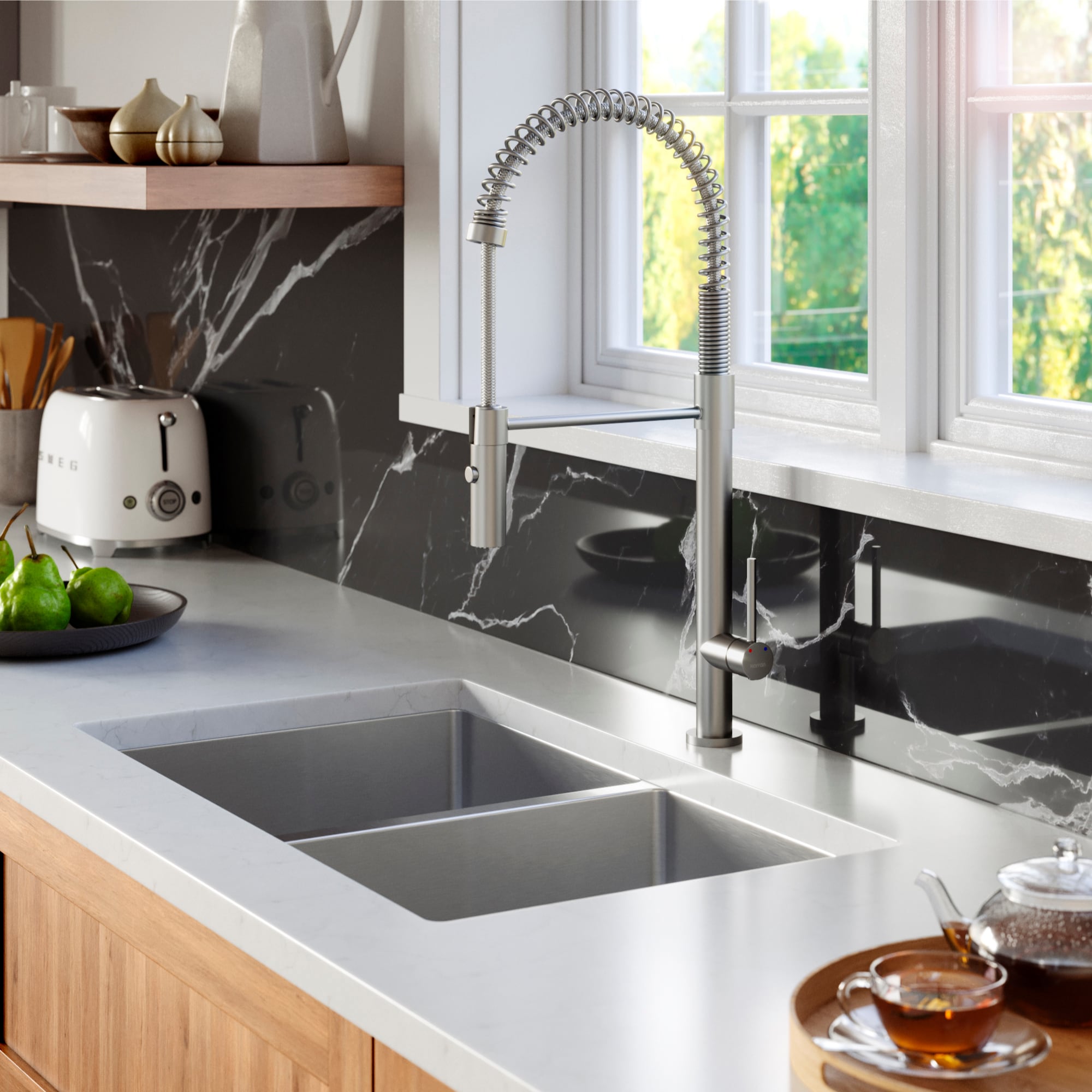 30" Satin Brushed Stainless Steel Double Bowl Farmhouse Sink