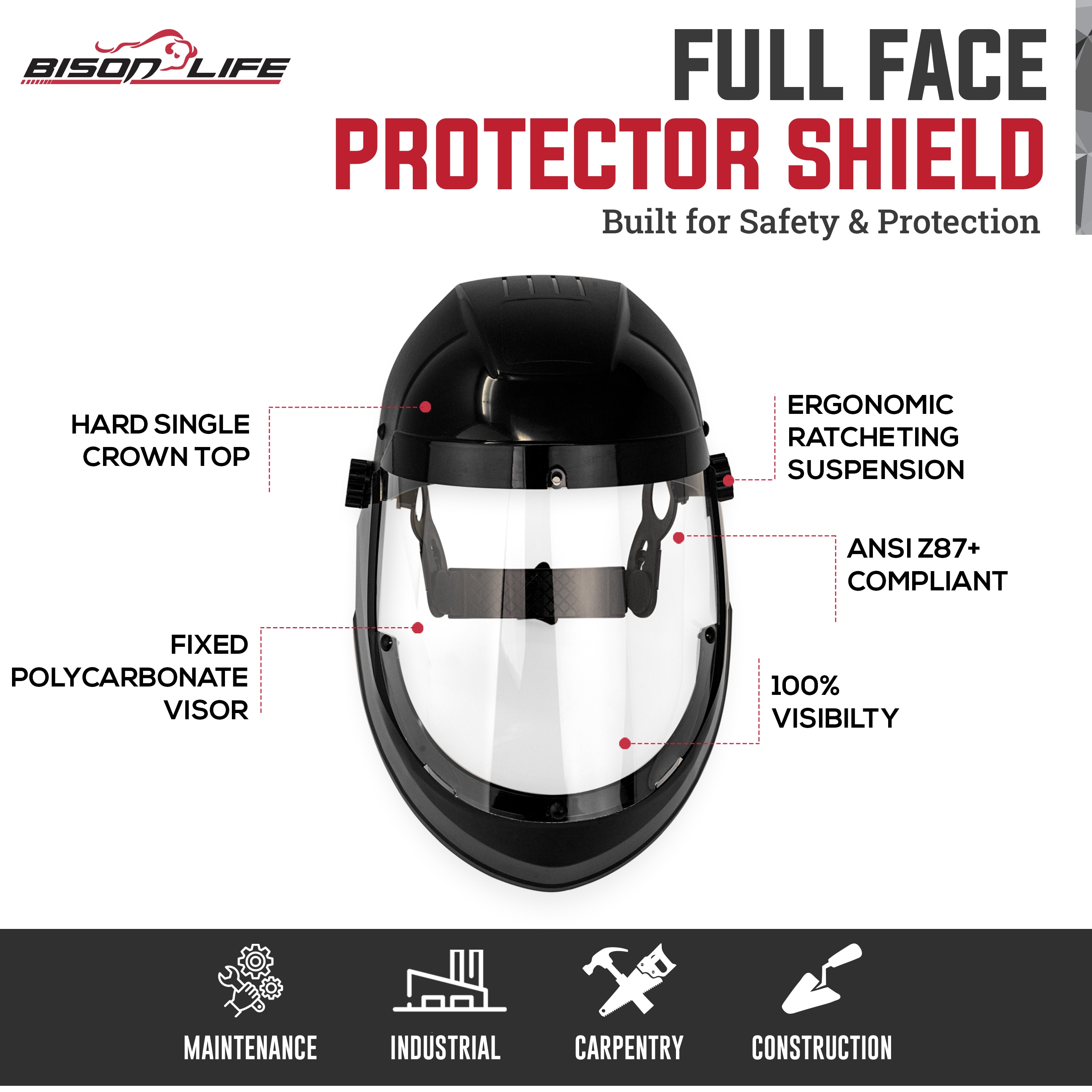 BISON LIFE BLSH-HD-FFP-HG-2 Protective-Eye-Wear - View #6
