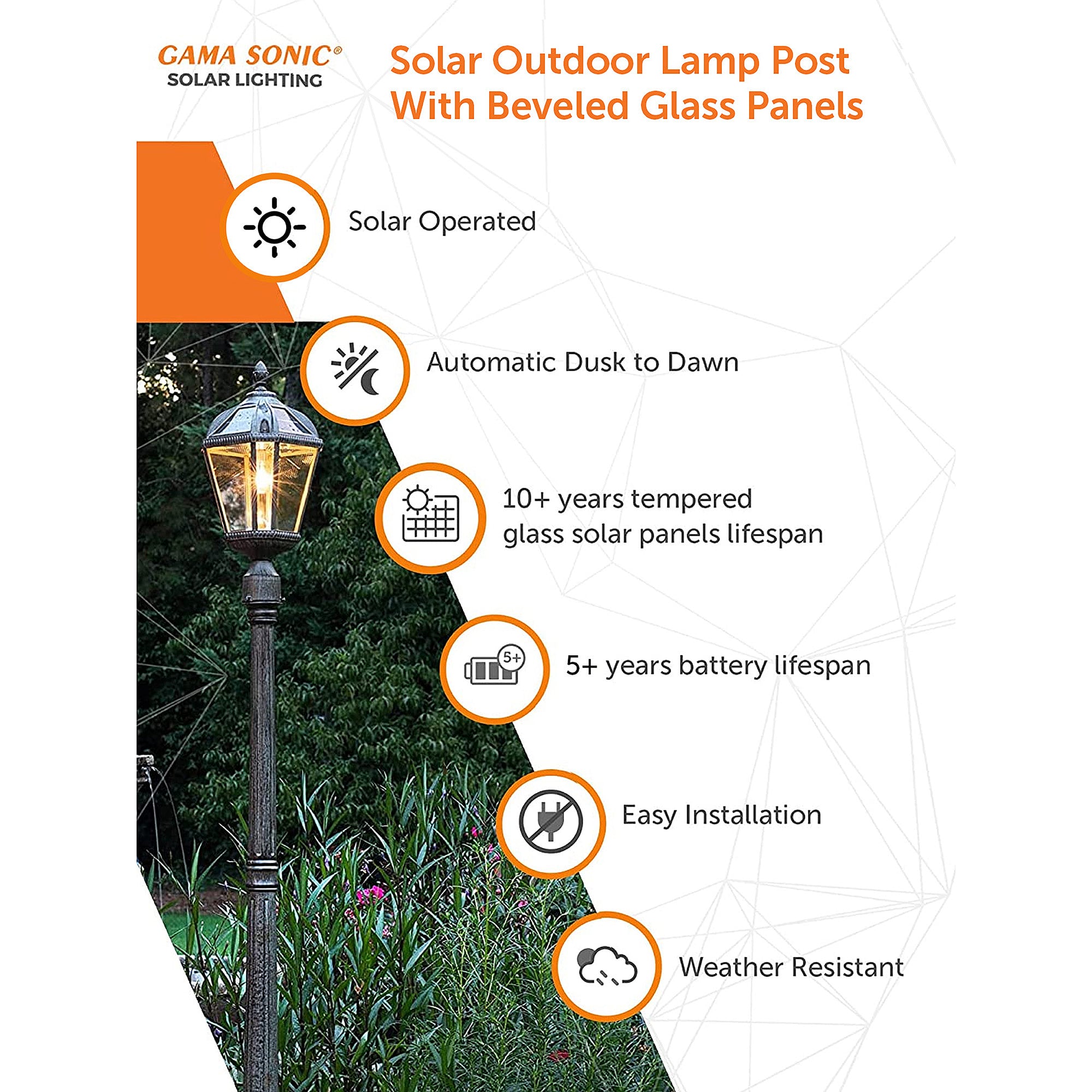 Gama Sonic Royal Bulb 87-in H Weathered Bronze Solar LED Post Light in the  Complete Post Lights department at