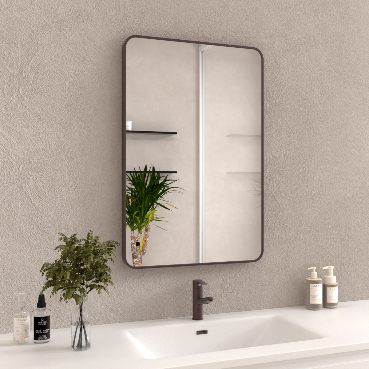 Bayfeve BF-168436-MIR Rectangle Bathroom Wall Mirror 24-in x 36-in Framed Rectangle Bathroom Vanity Mirror ( Oil-Rubbed Bronze )