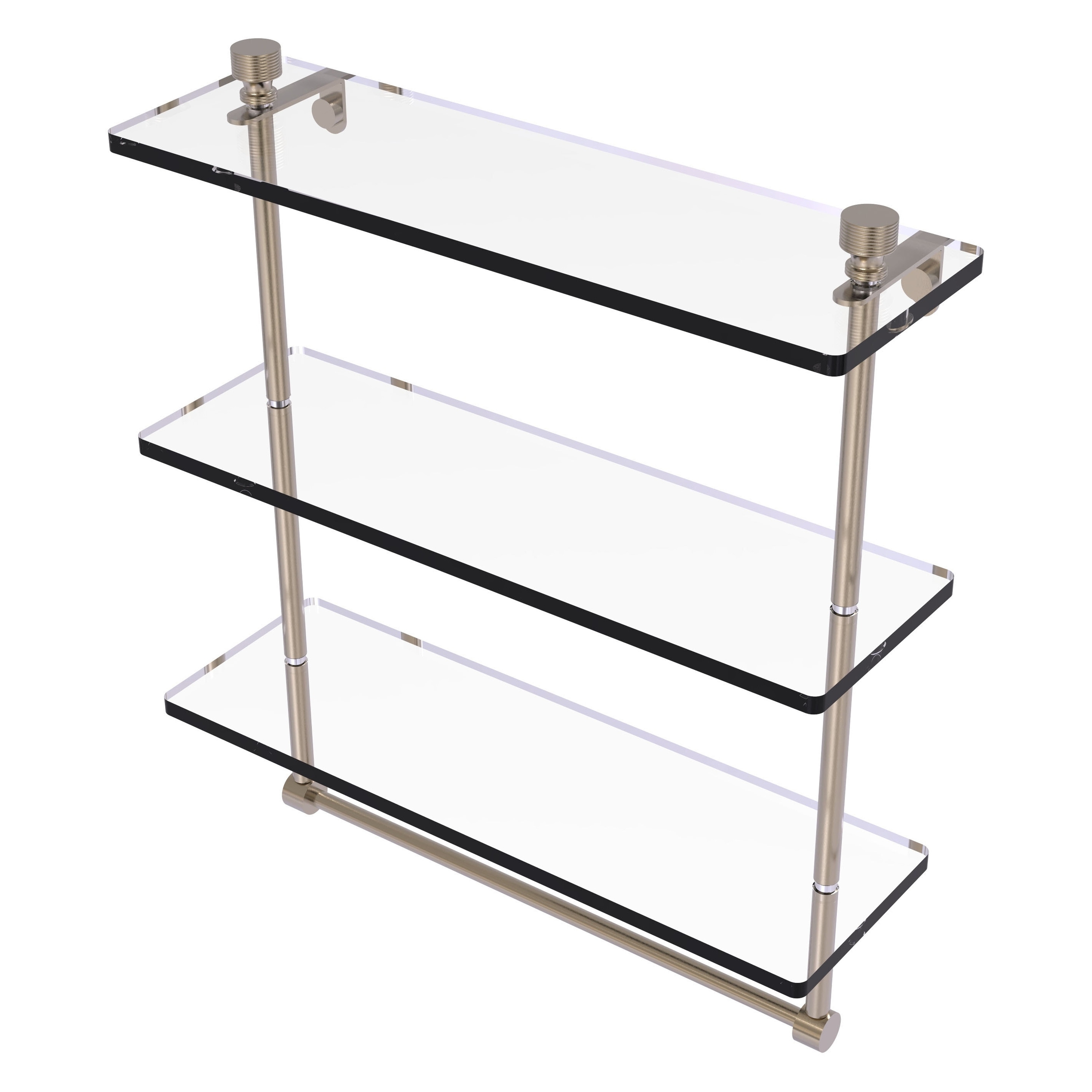 Allied Brass FT-5/16TB-PEW Foxtrot Antique Pewter 3 -Tier Glass Wall mount Bathroom Shelf ( 16-in x 18-in x 5-in )