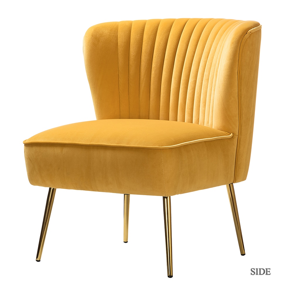 14 Karat Home CHMJM002-MUSTARD Casual MUSTARD Velvet Accent Chair