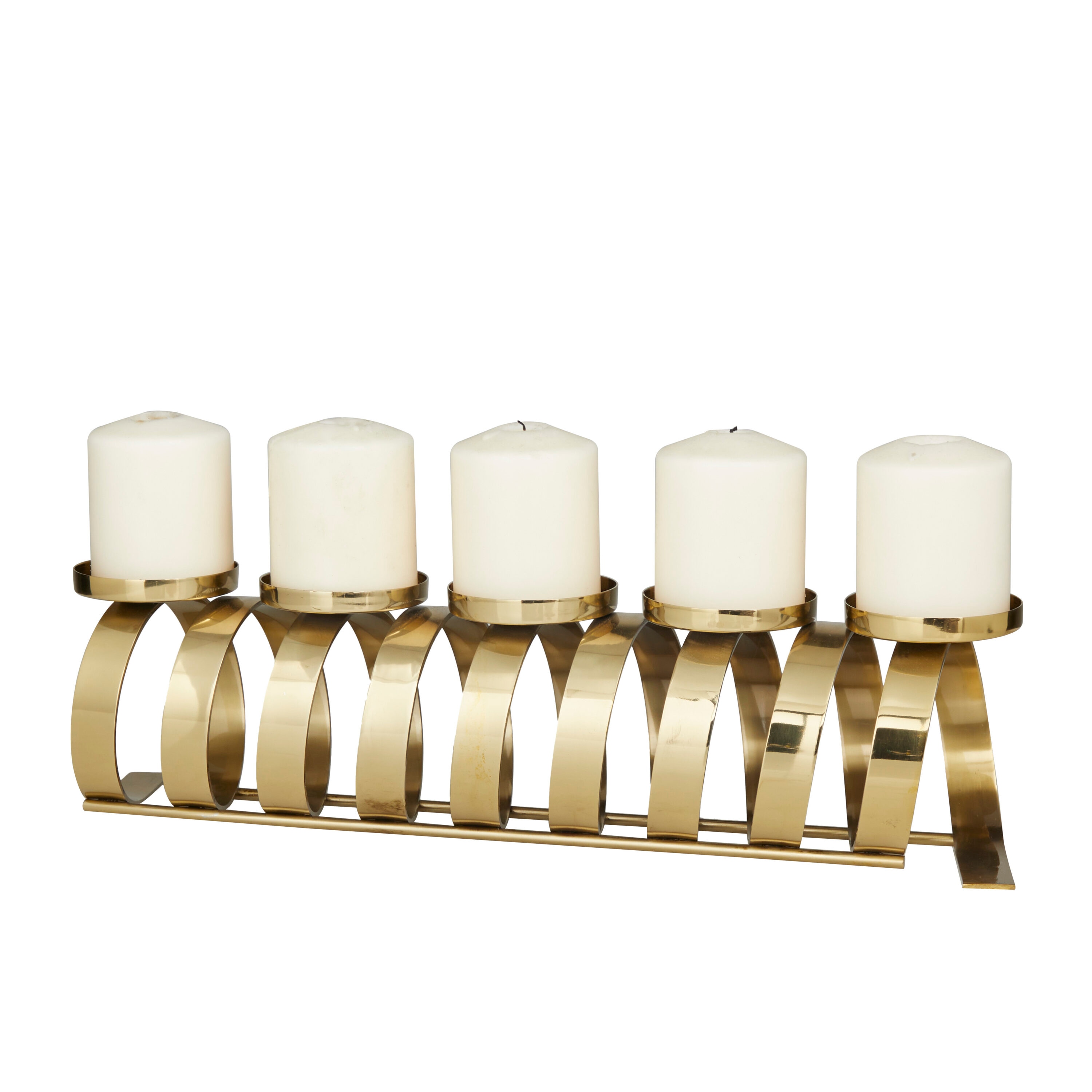 5 Candle Stainless Steel Pillar Candle Holder in Gold | - Grayson Lane 59243