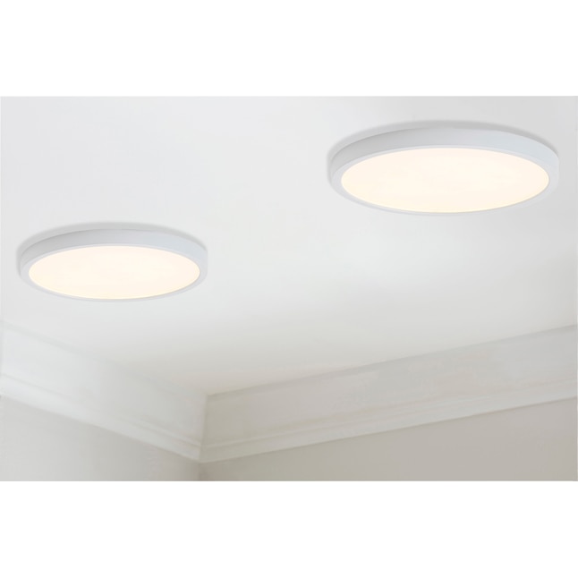 Project Source 1 Light 14 In White Led Flush Mount Energy Star 2 Pack The Lighting Department At Lowes Com