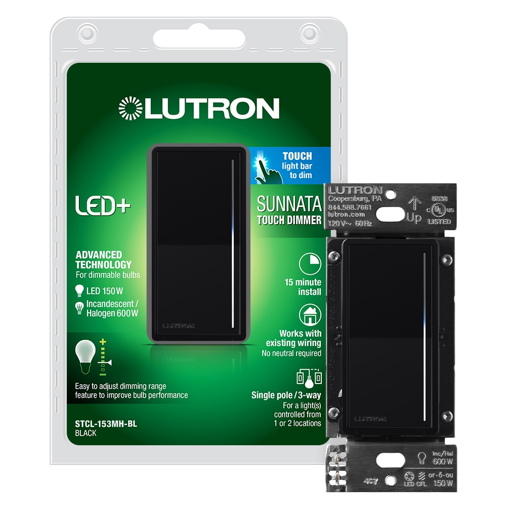 Lutron STCL-153MH-BL Sunnata LED+ Multi-Location LED Illuminated Touch Light dimmer Black