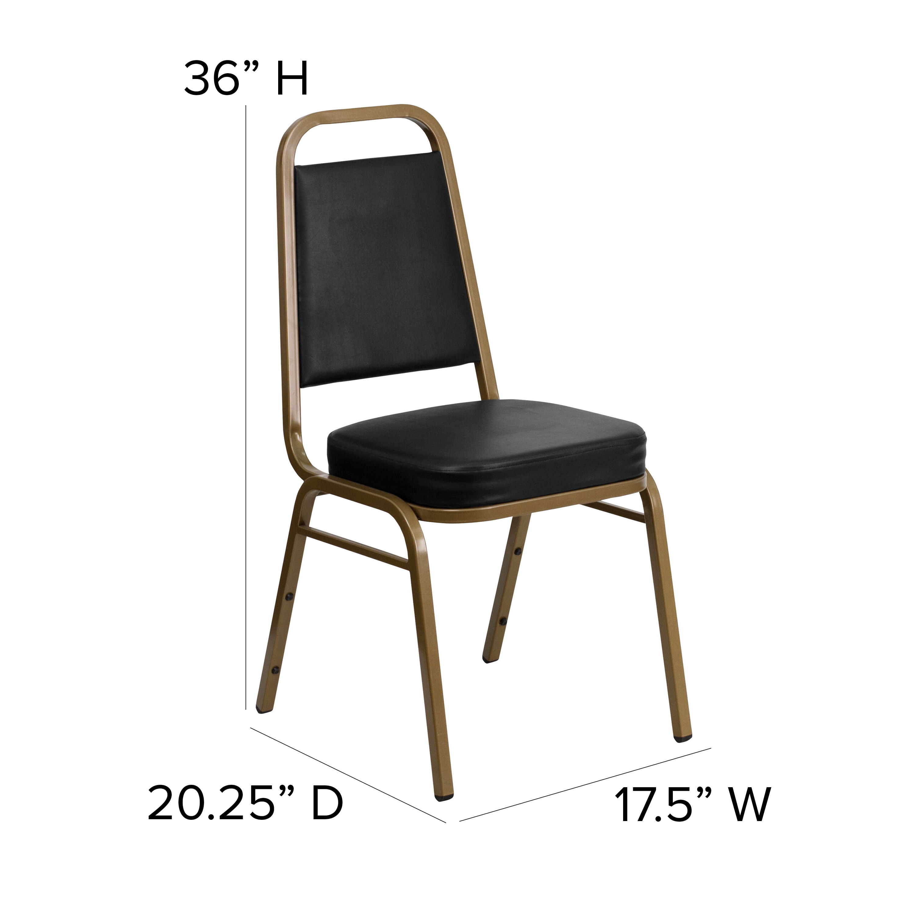 Black Vinyl and Gold Frame Stacking Banquet Chair