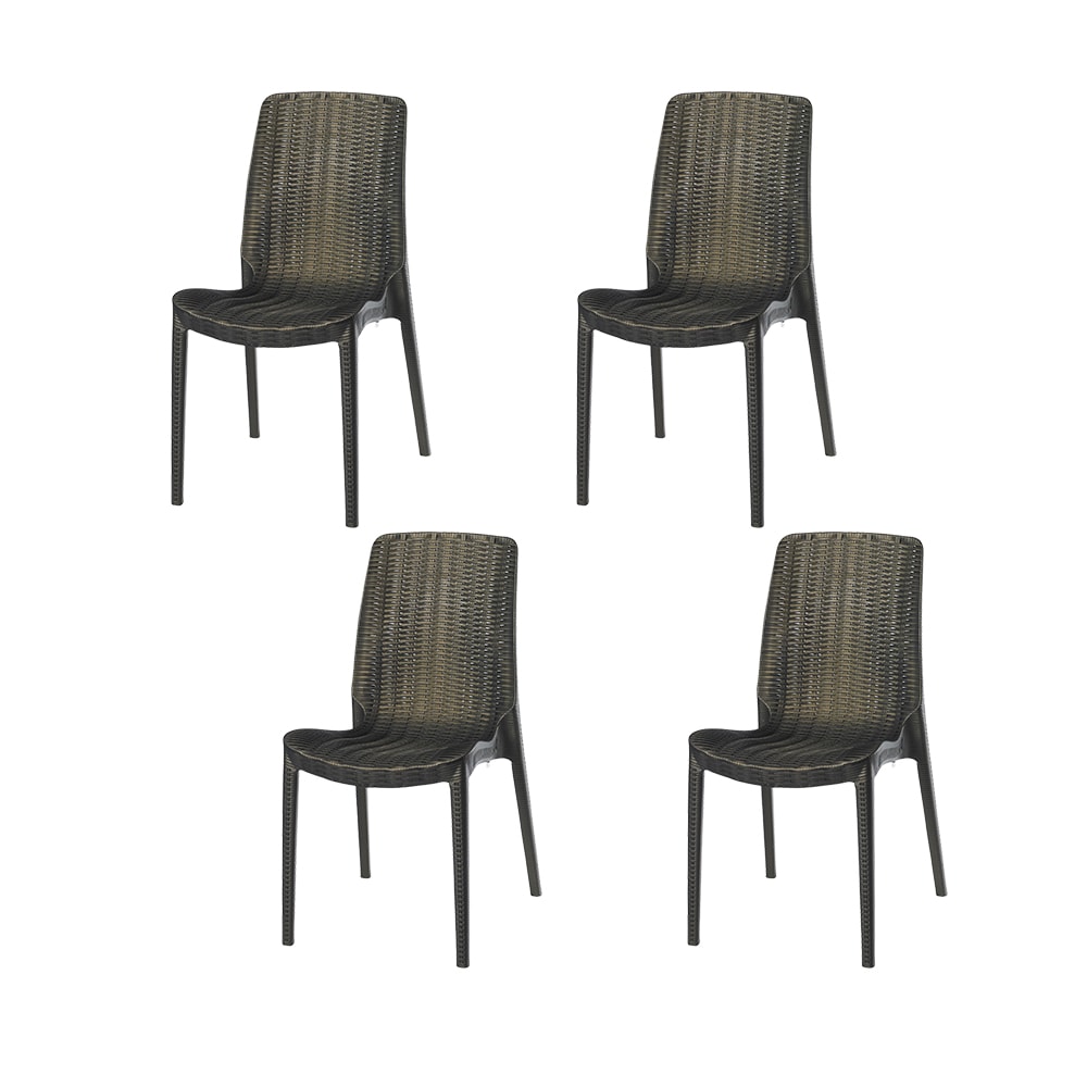 Lagoon 7025OG-SSLGS Rue Set of 4 Rattan Stackable Bronze Resin Frame Stationary Dining Chair with Woven Seat