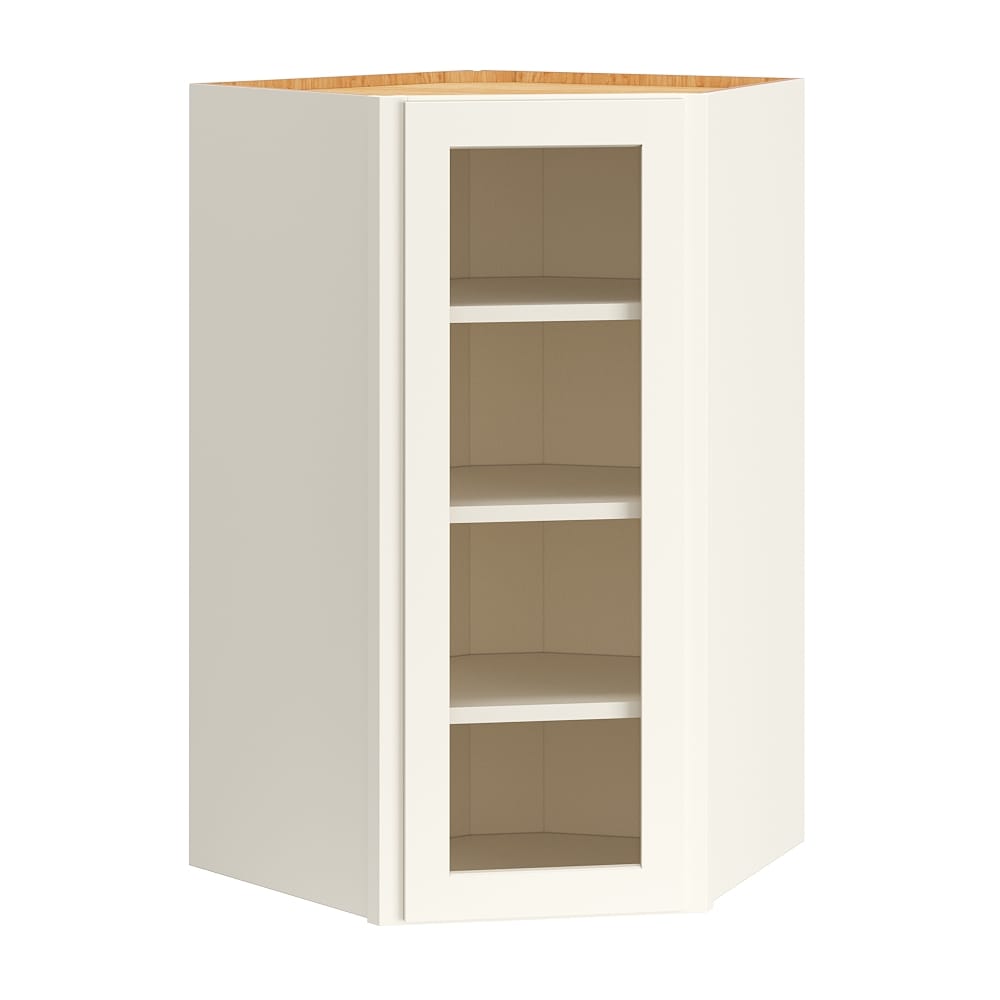 Diamond Express 323 DWCG422424R Jamestown 42-in W x 42-in H x 12-in D White Diagonal Corner wall Fully assembled Plywood Cabinet Cut for Glass Shaker