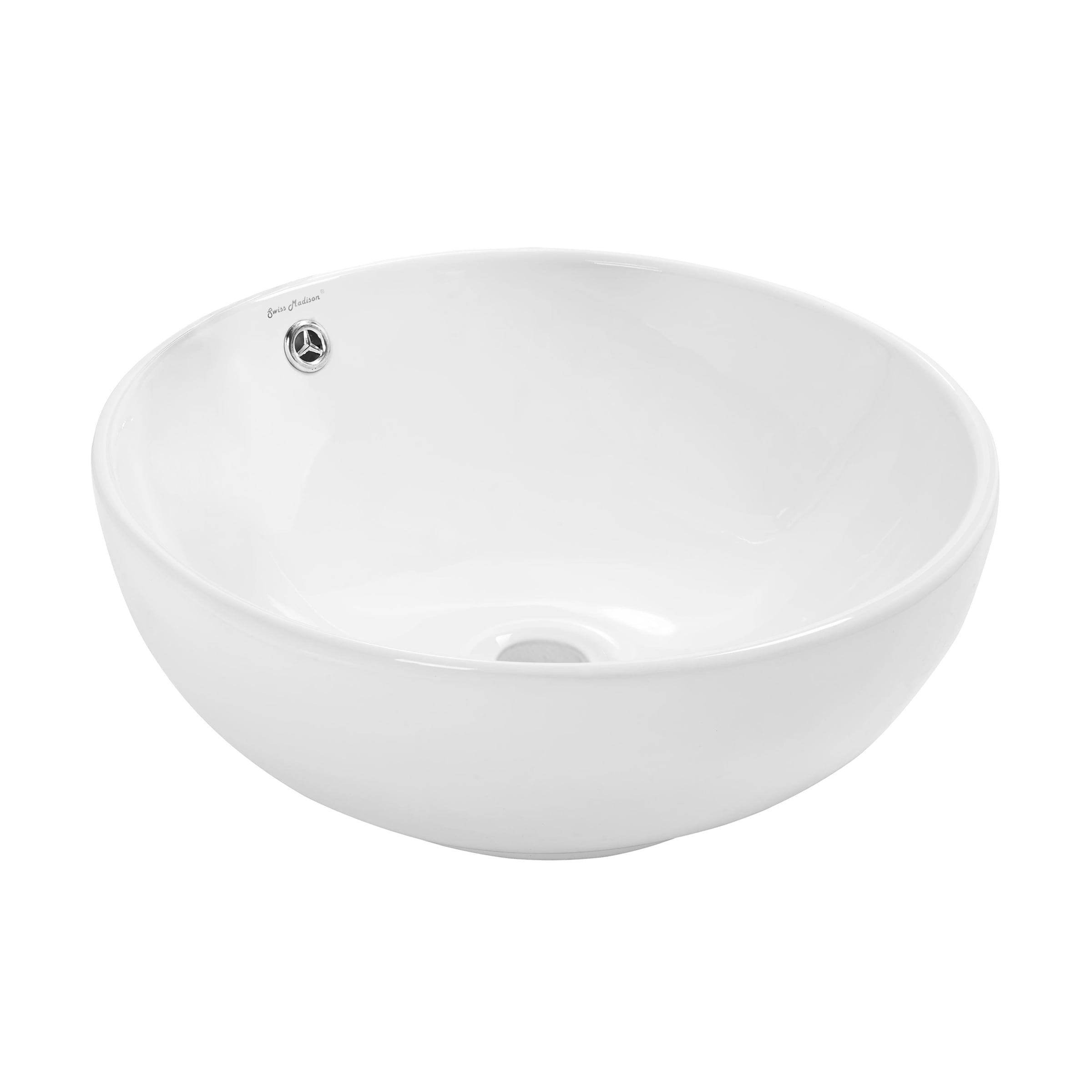 Swiss Madison Sublime Glossy White Ceramic Vessel Round Modern Bathroom ...