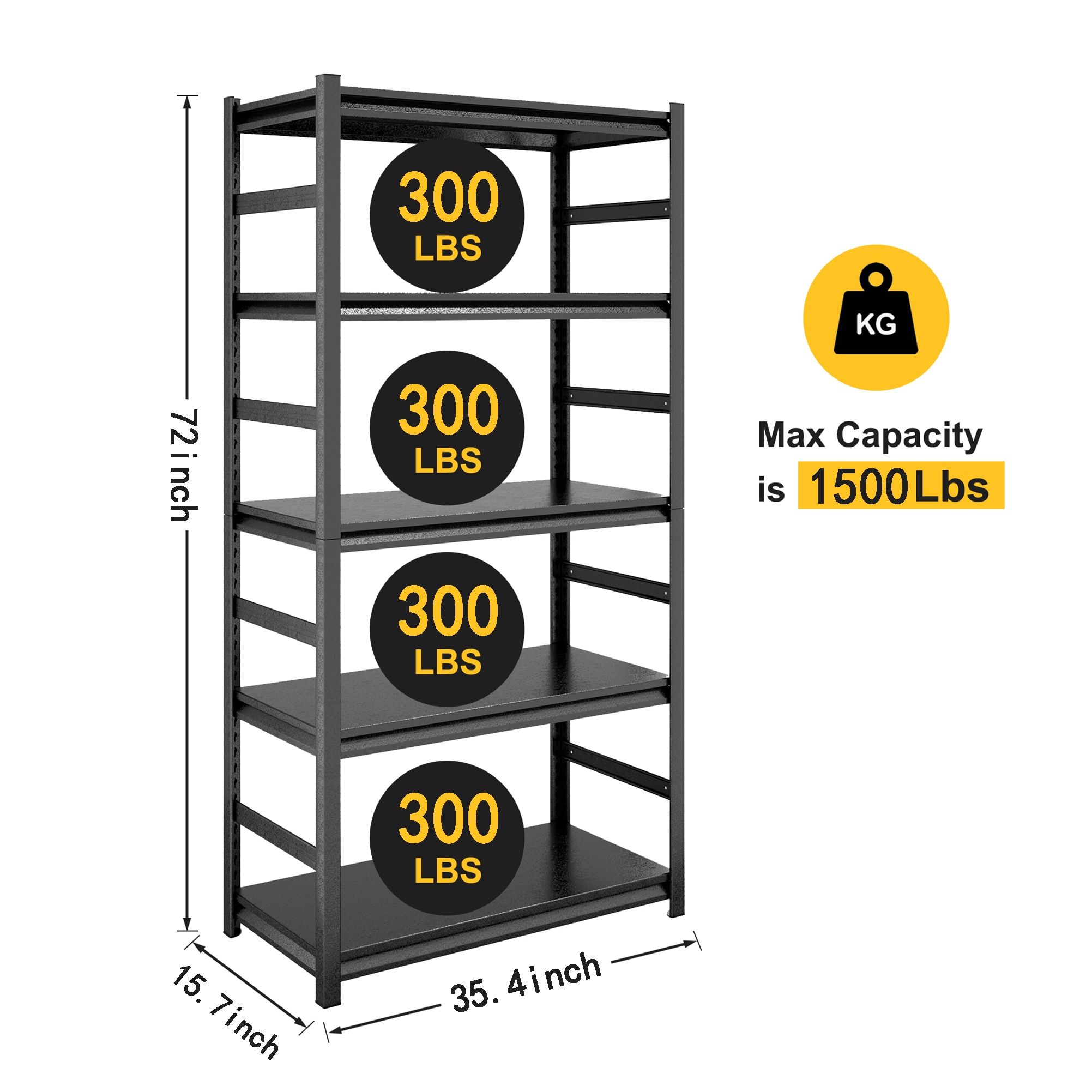 Kahomvis MOR-QPF2-225 Free-Standing-Shelving - View #3